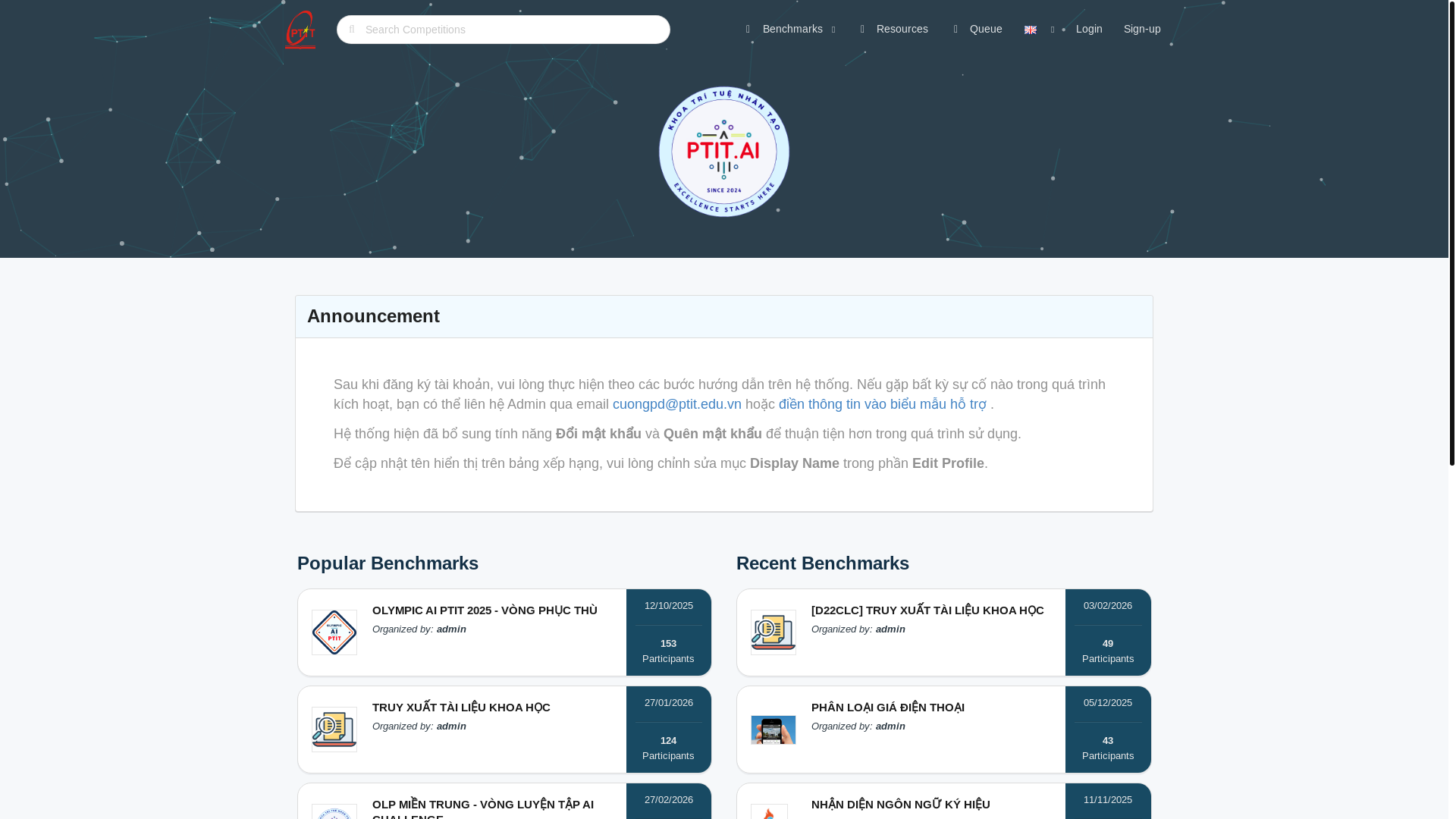 website screenshot of https://aichallenge.ptit.edu.vn/