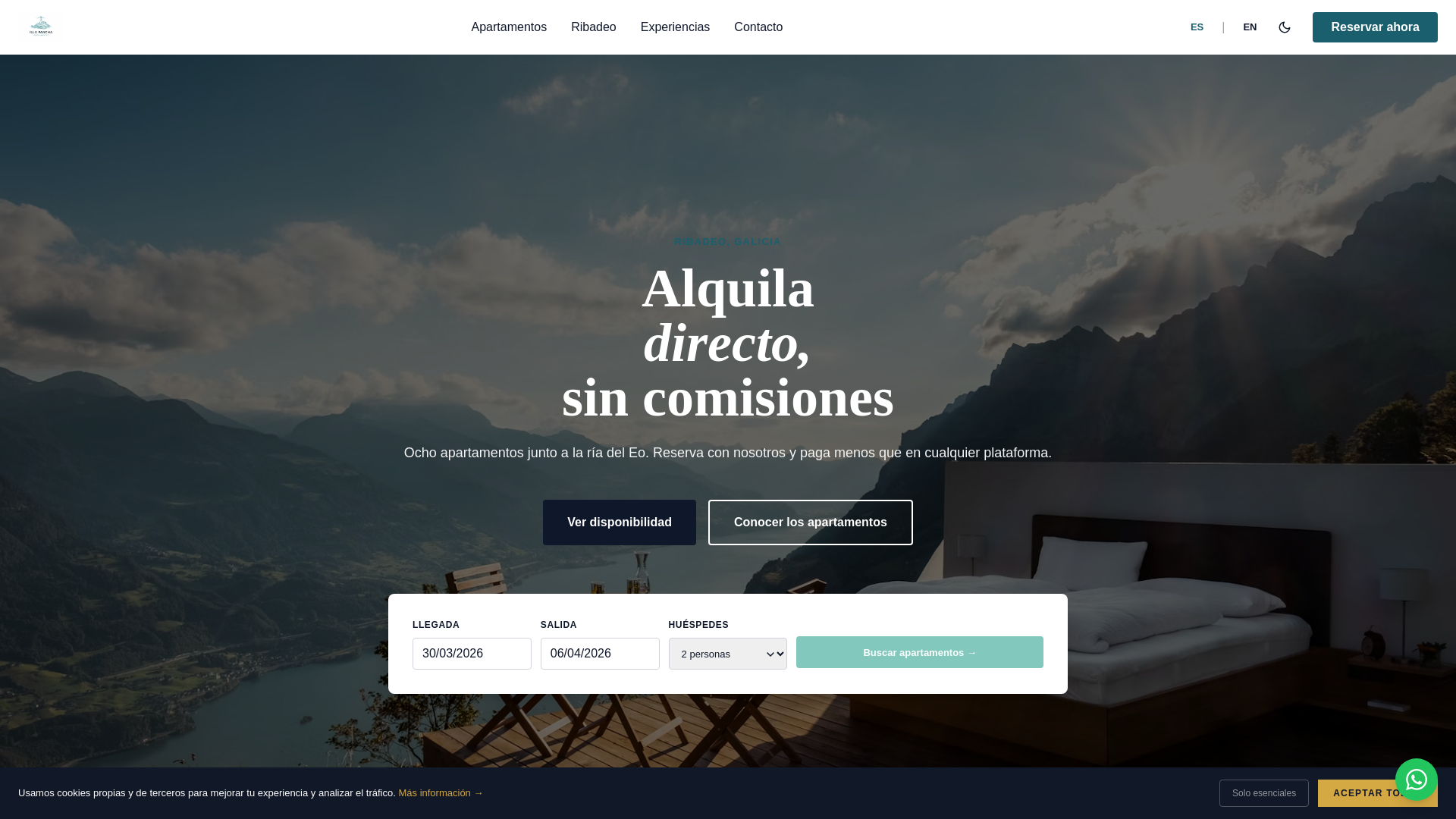 website screenshot of https://apartamentosillapancha.com/