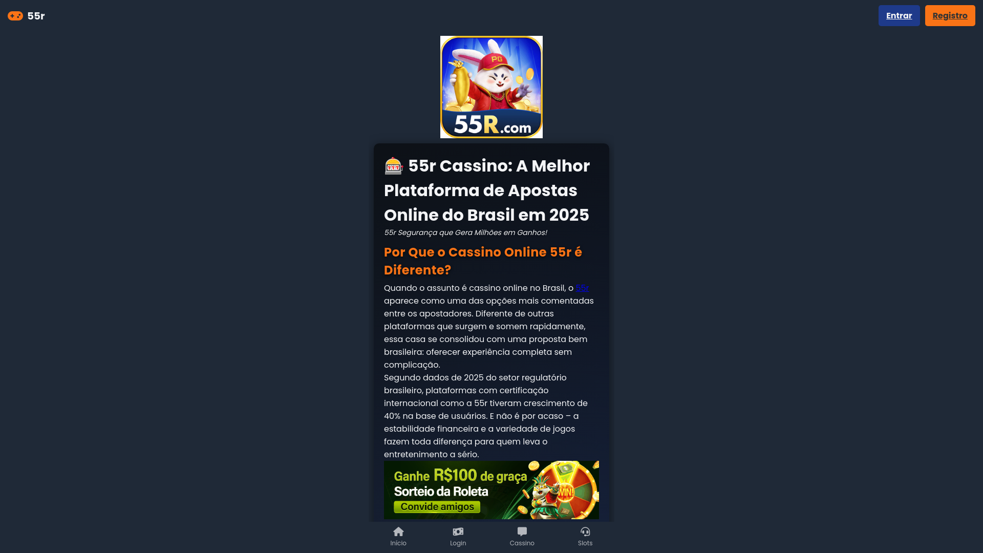 website screenshot of https://55rslot.org/