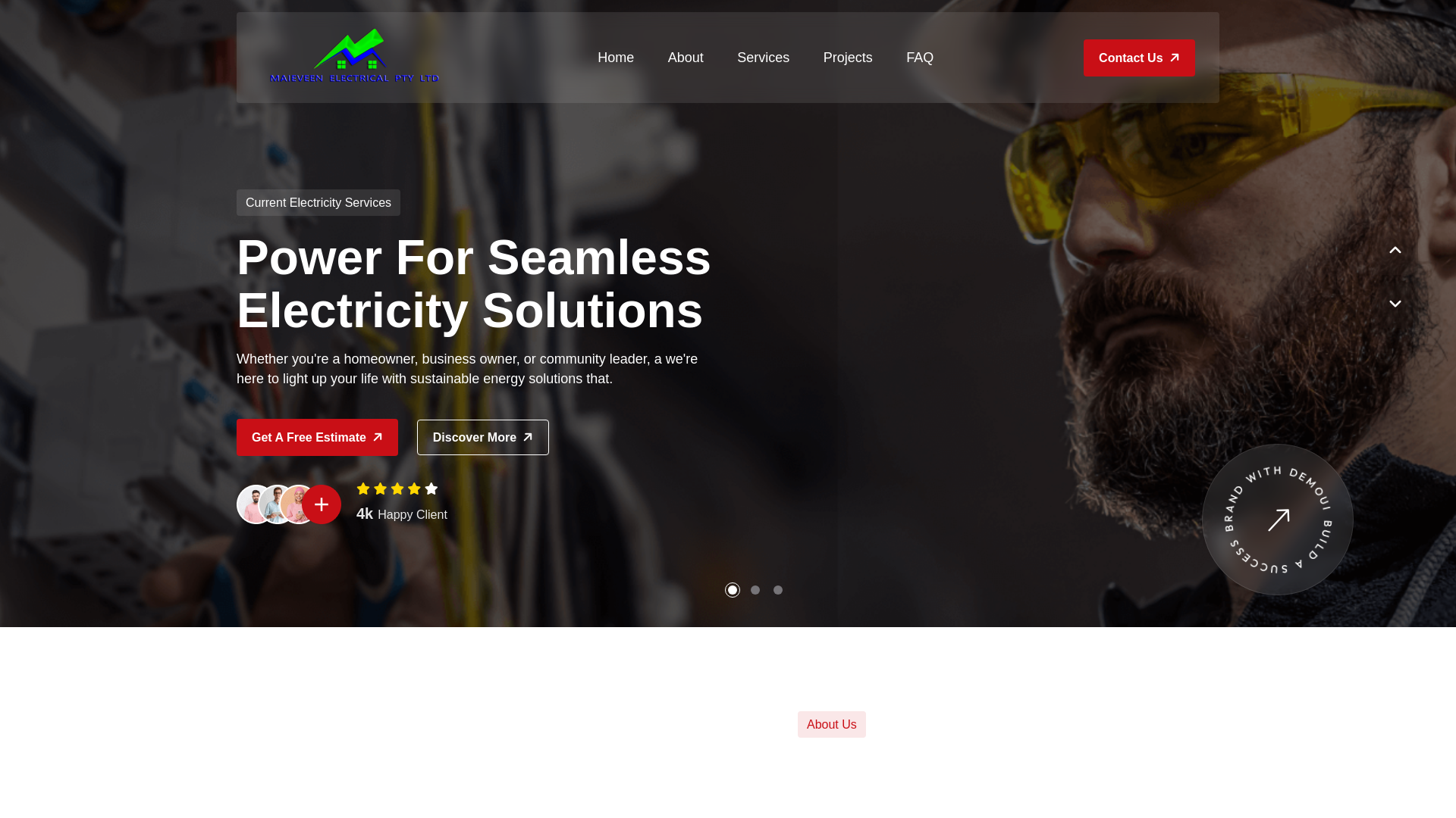 website screenshot of https://maieveenelectrical.com.au/