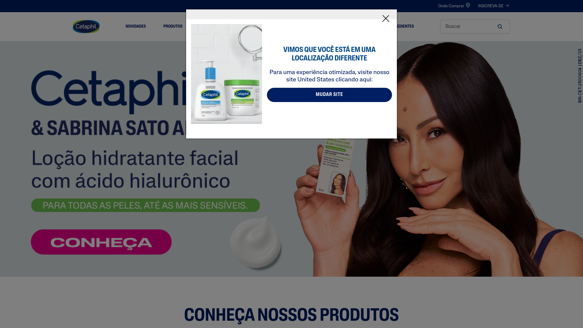 website screenshot of https://cetaphil.com.br/