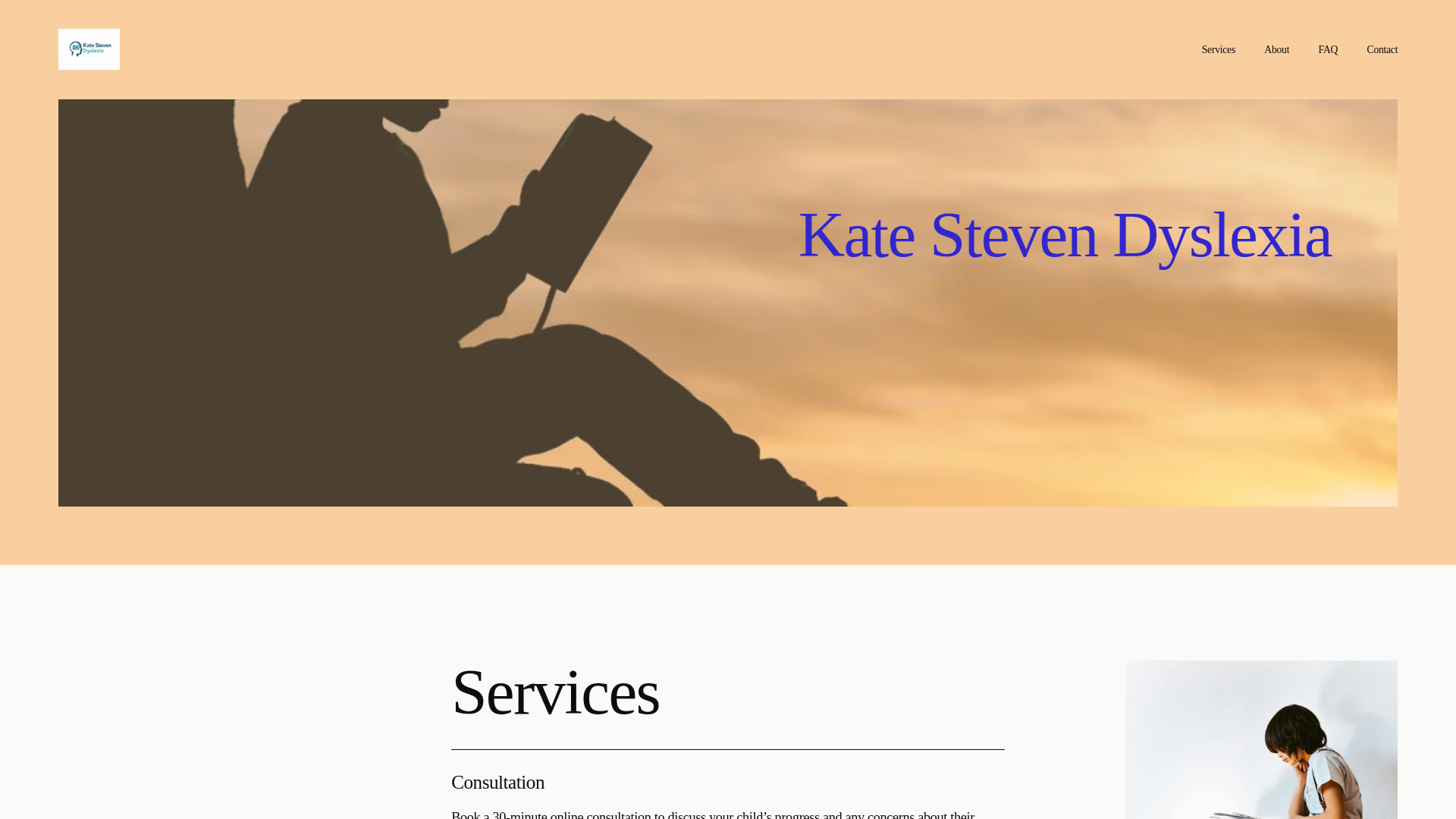 website screenshot of https://katestevendyslexia.org.uk/