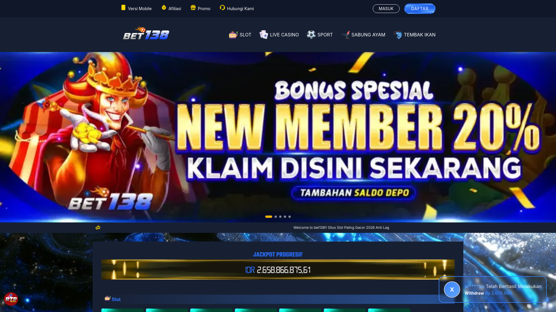 website screenshot of https://minister-bet138.pics/