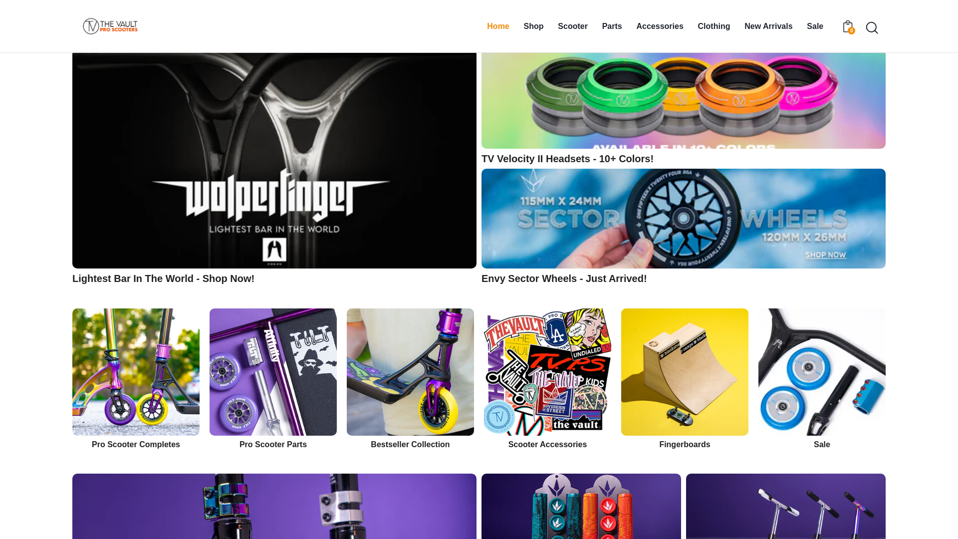 website screenshot of https://shopthevaultscooter.com