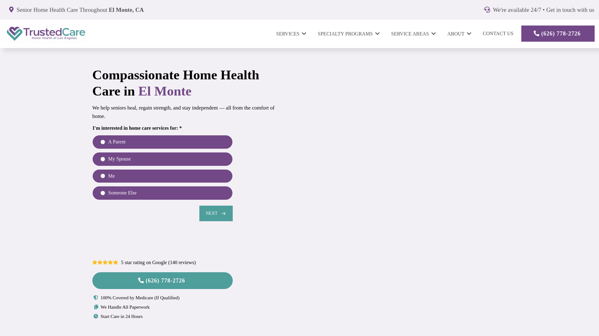 website screenshot of https://trustedcareelmonte.com/