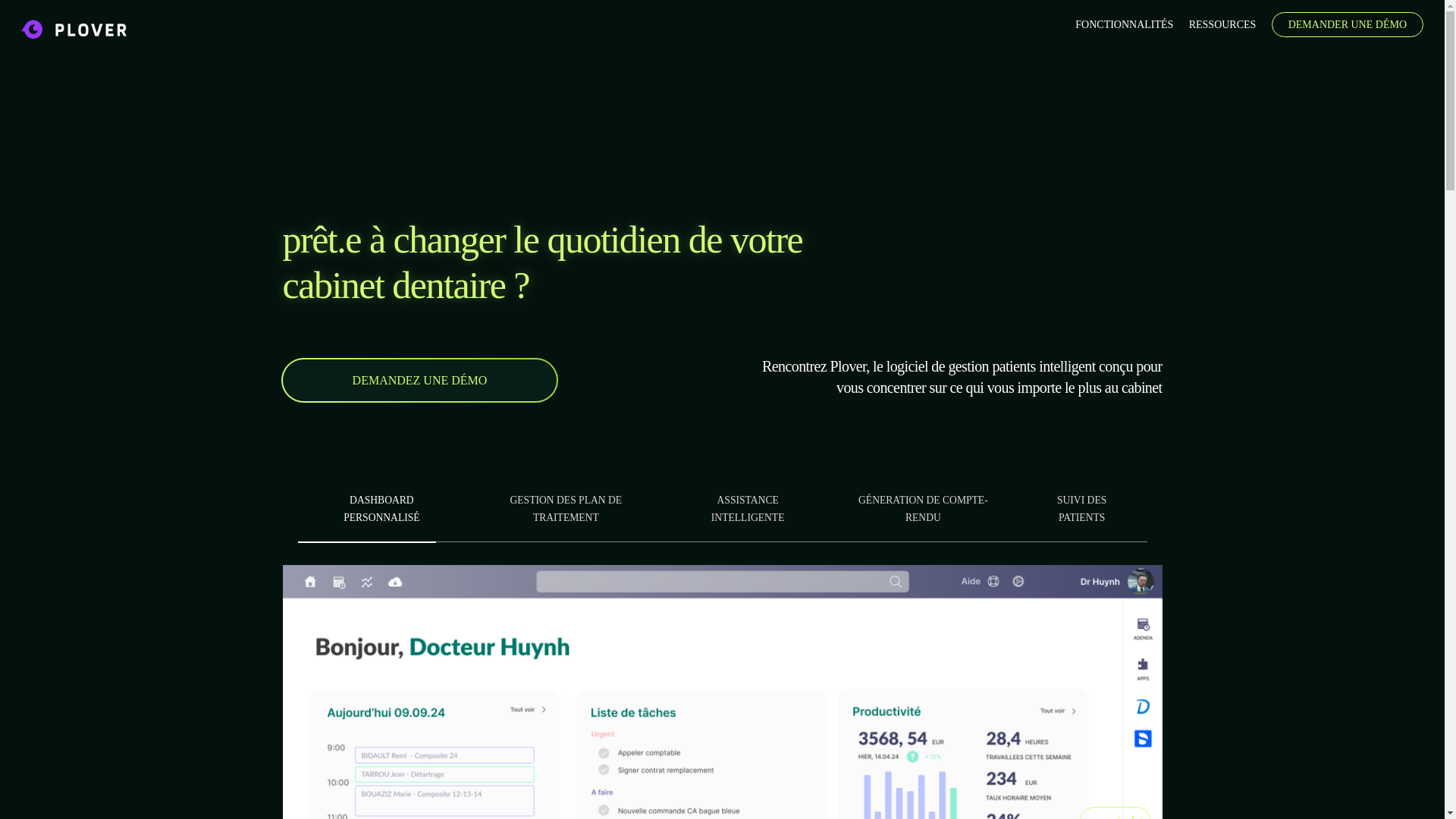 website screenshot of https://plover.dental/