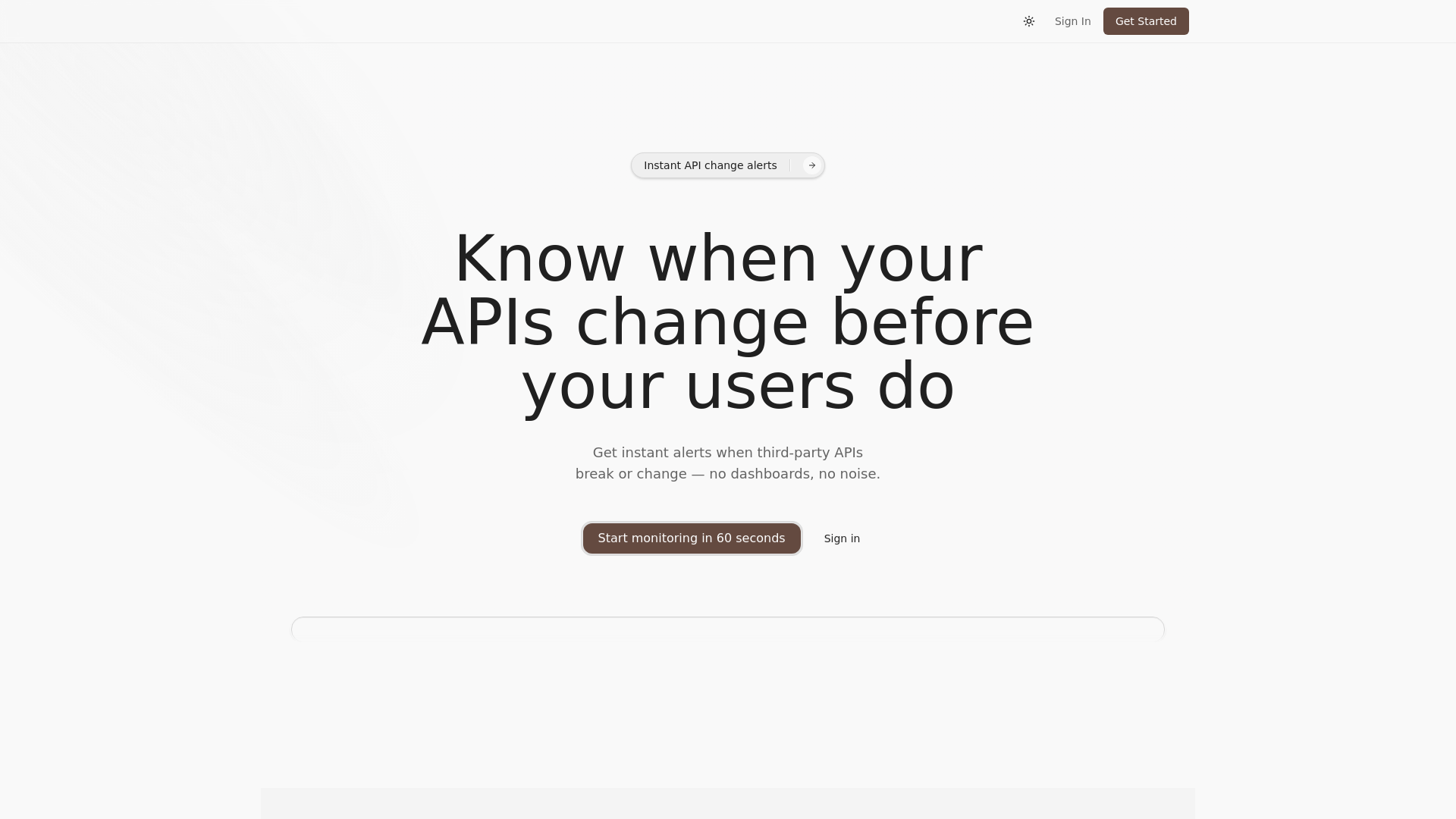 website screenshot of https://api-monitor.dev/