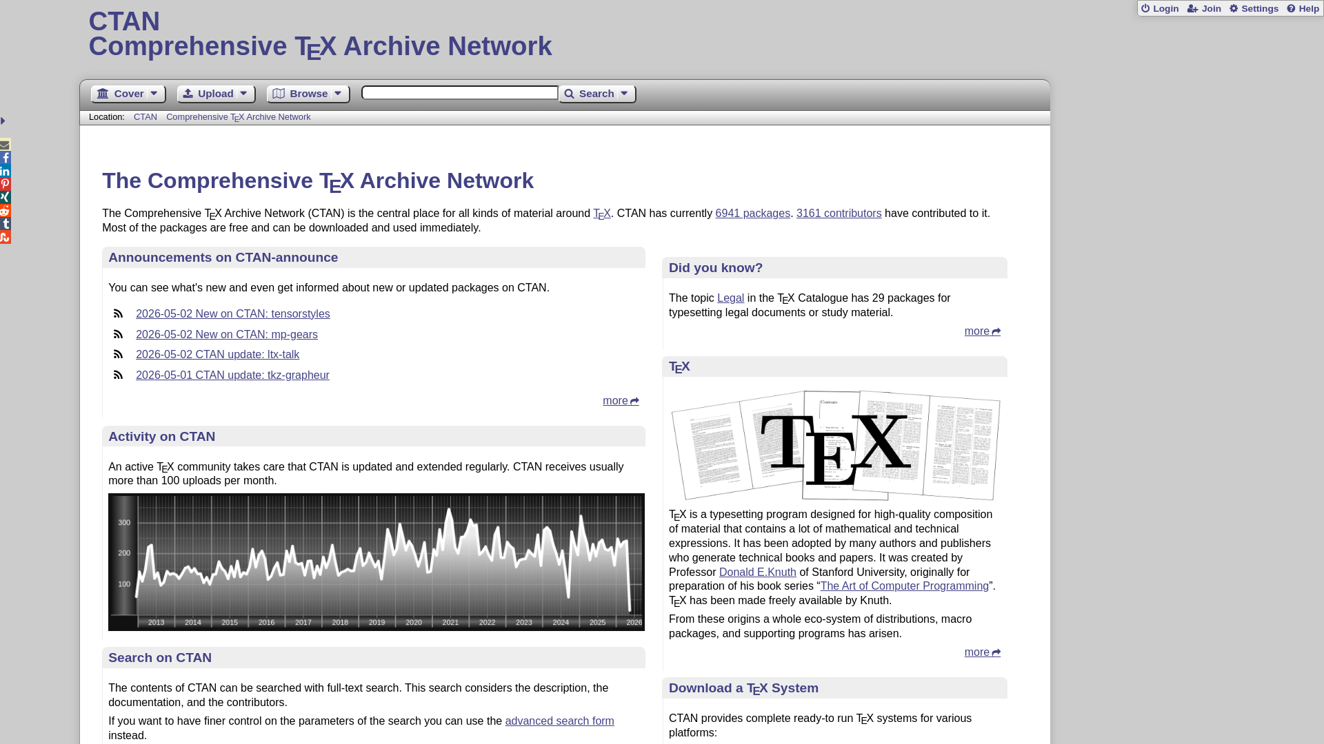 website screenshot of https://ctan.org