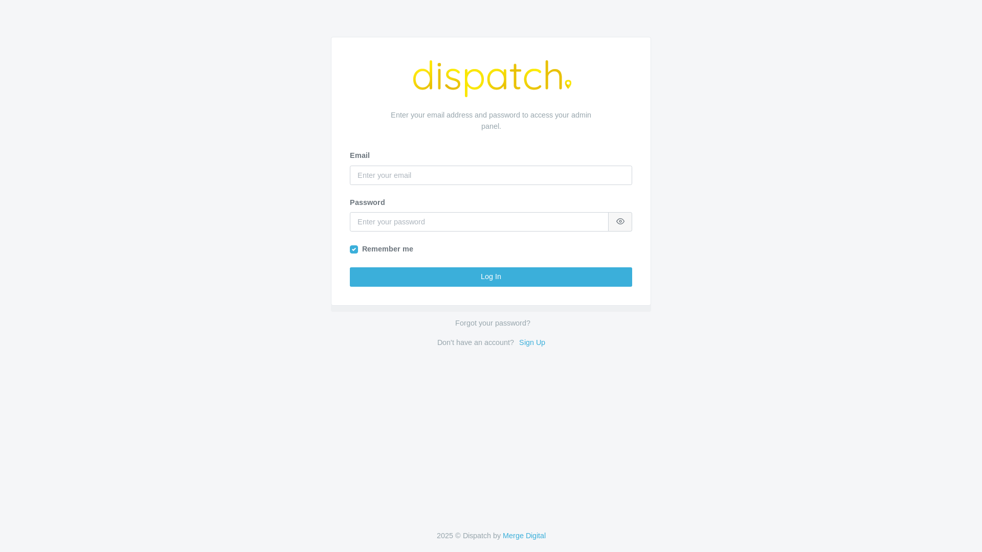 website screenshot of https://dispatch-portal-staging.pages.dev/