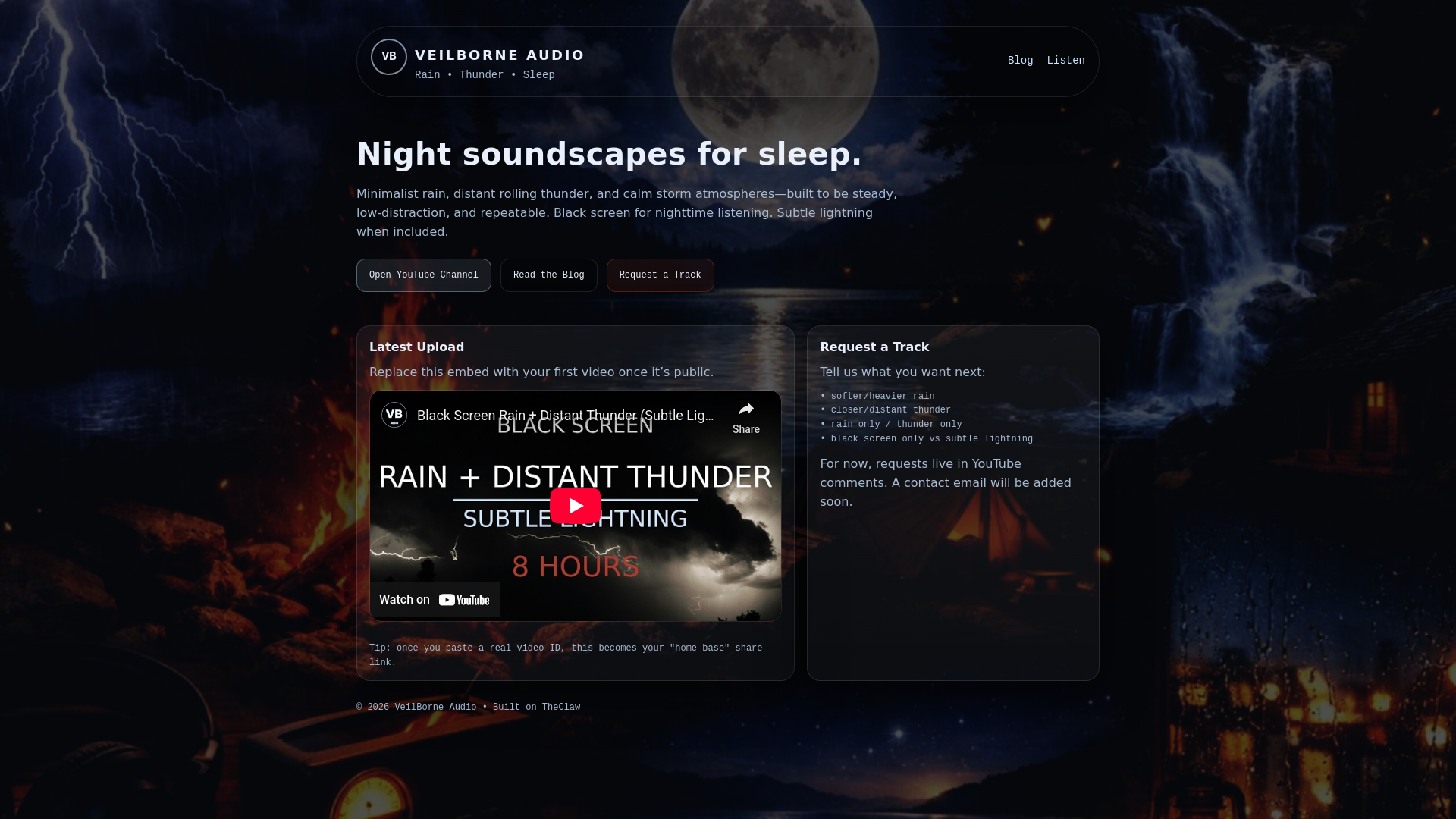 website screenshot of https://veilborneaudio.pages.dev/