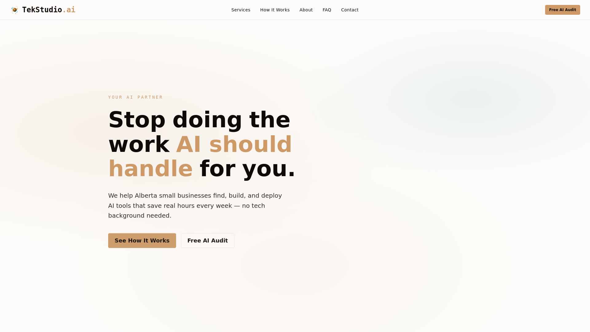 website screenshot of https://tekstudio.ai