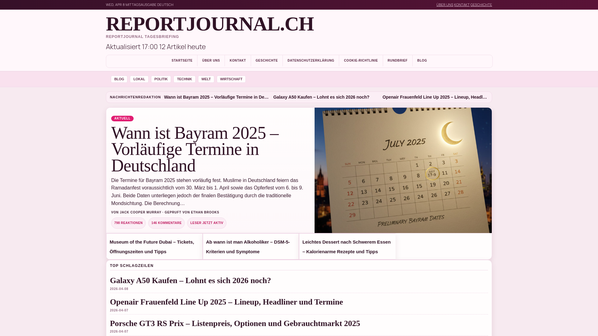 website screenshot of https://reportjournal.ch/