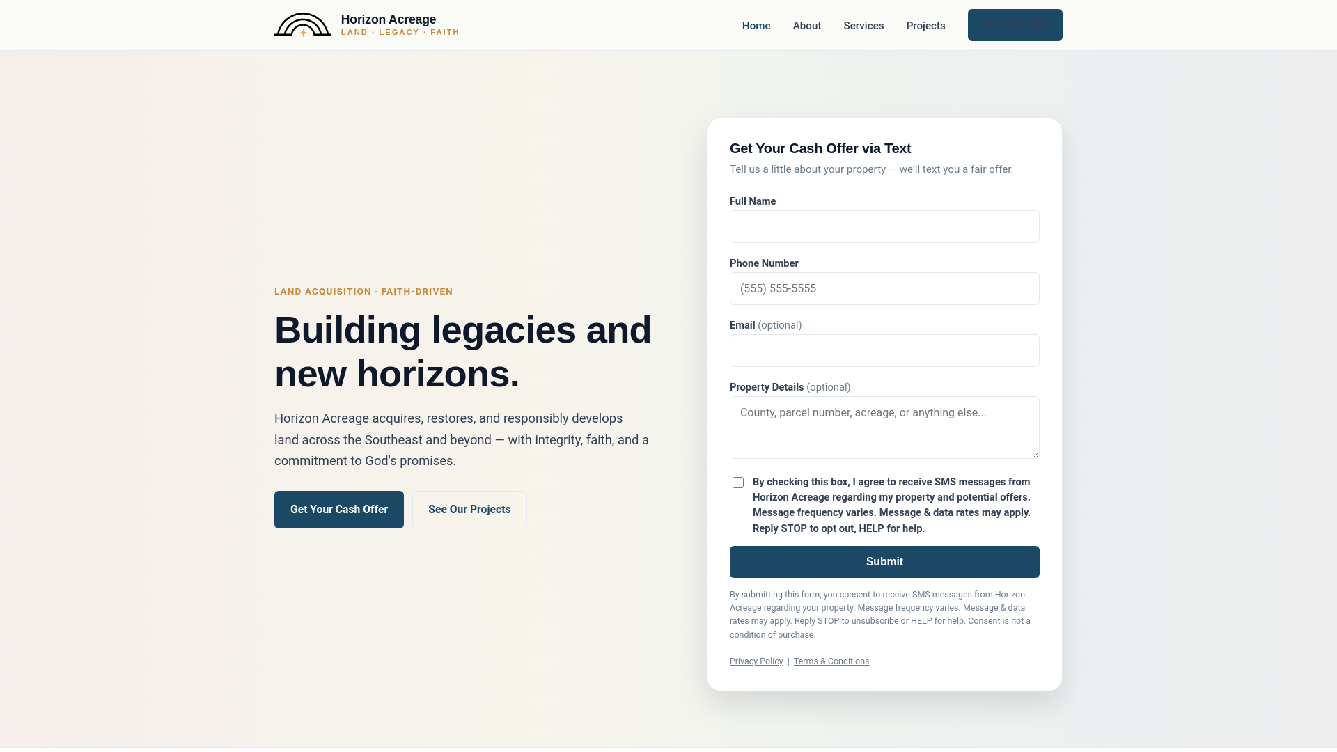 website screenshot of https://horizon-acreage.pages.dev/