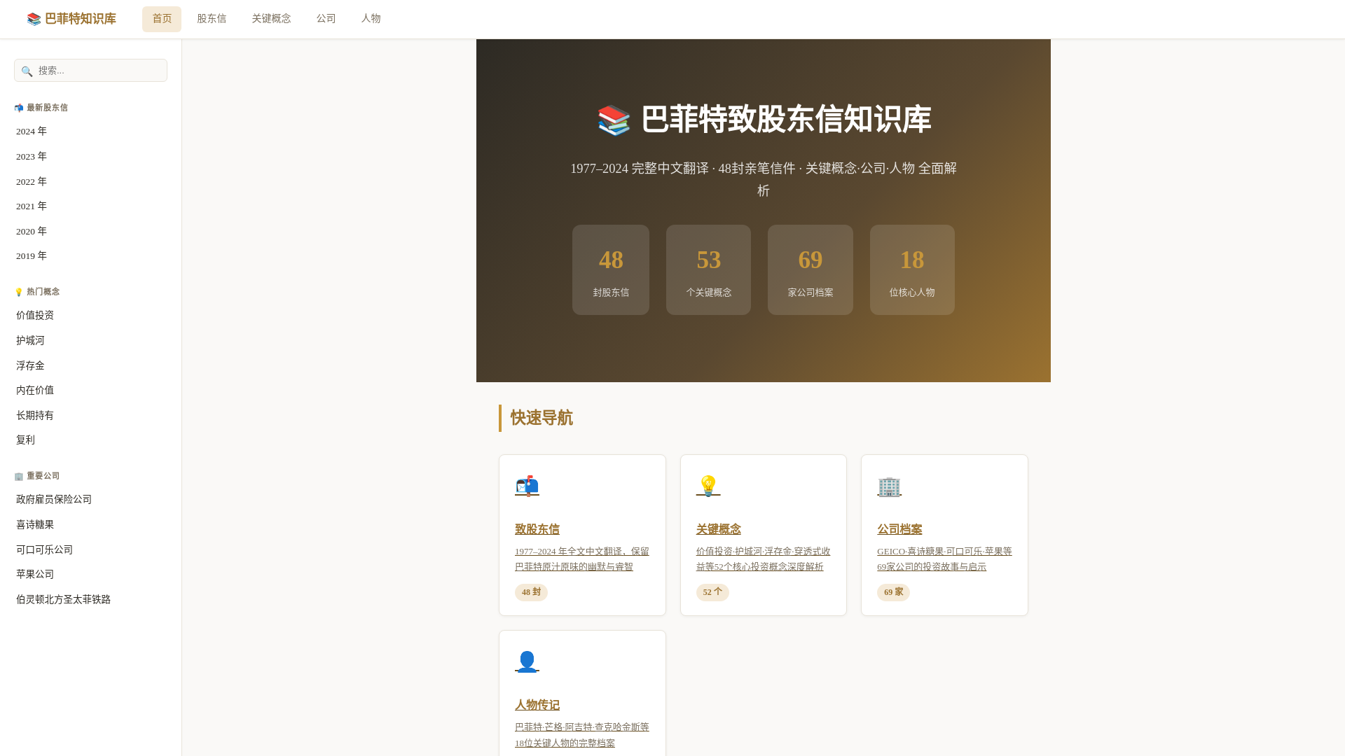 website screenshot of https://buffett-letters-cn.pages.dev/