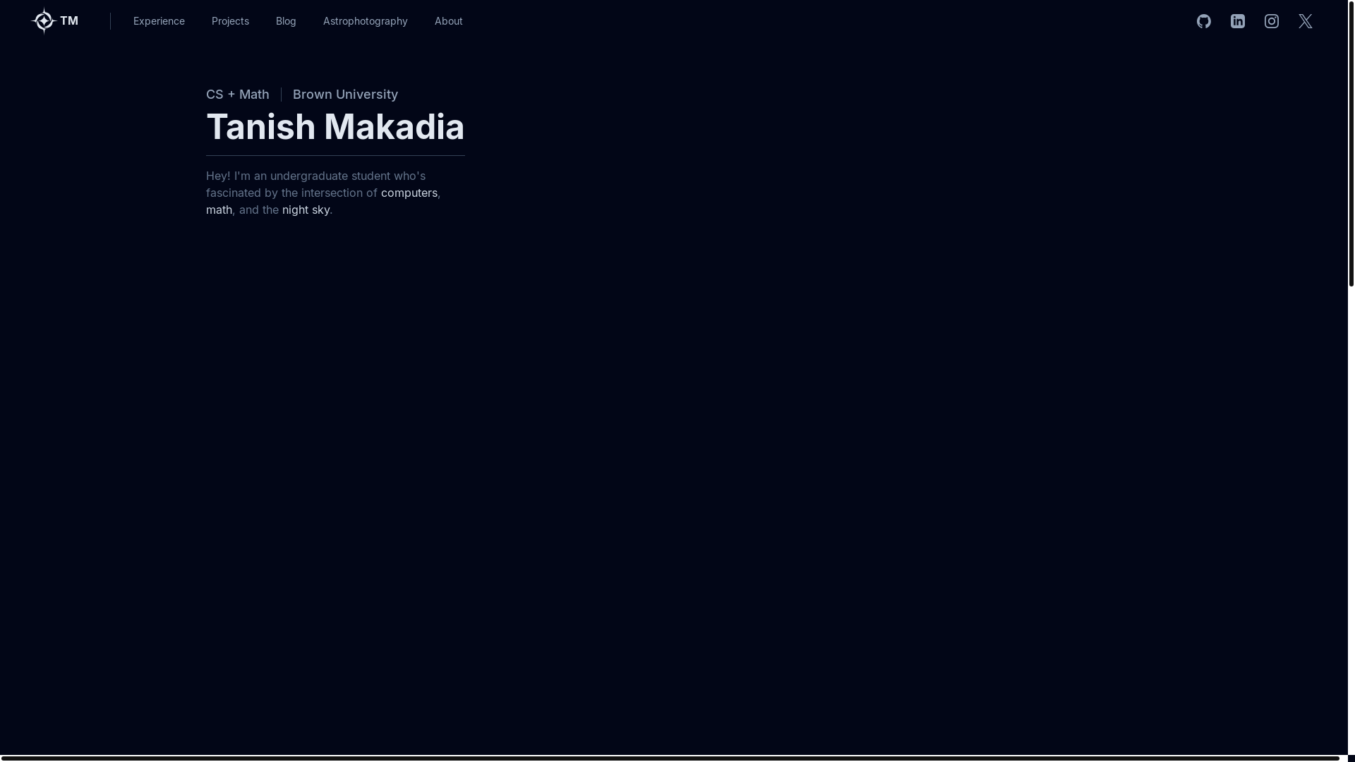 website screenshot of https://tanishmakadia.com/