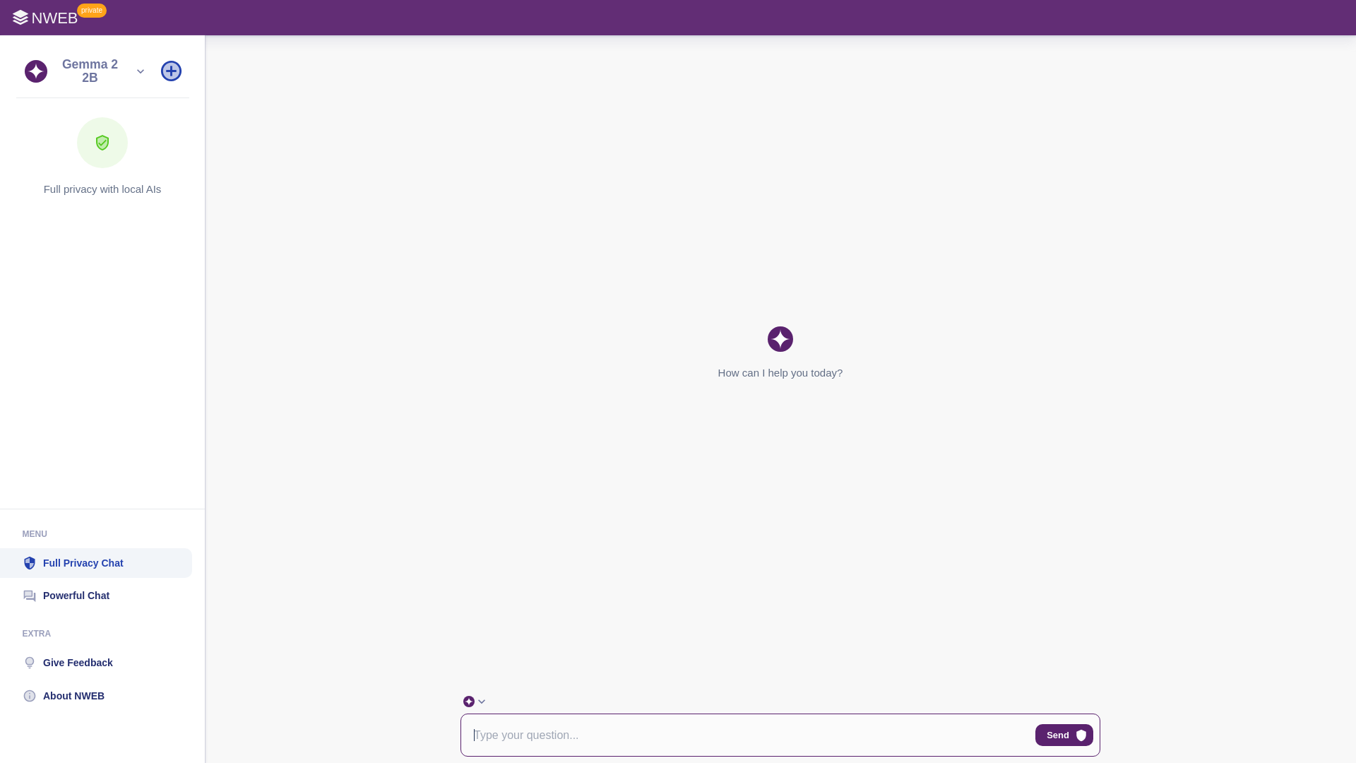 website screenshot of https://nweb-ai-private.pages.dev/