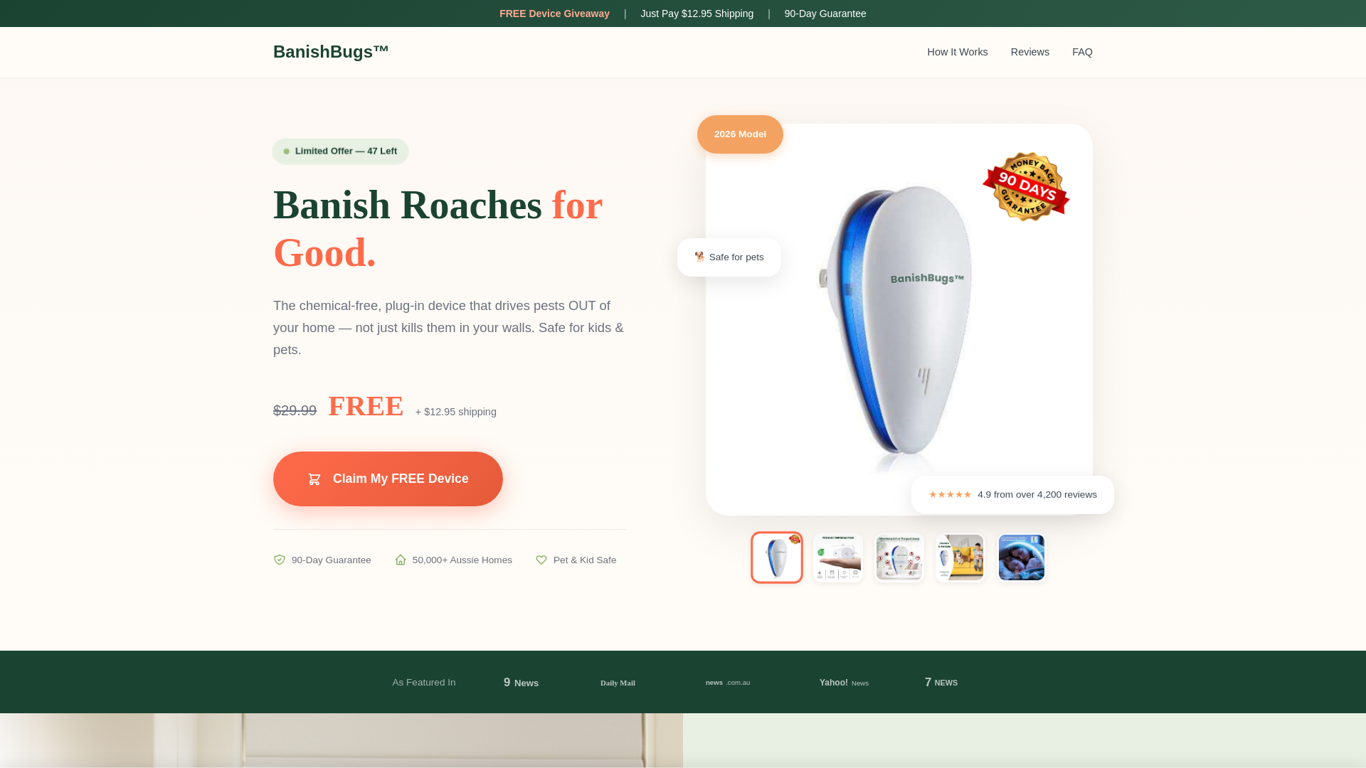 website screenshot of https://banishbugs.pages.dev/