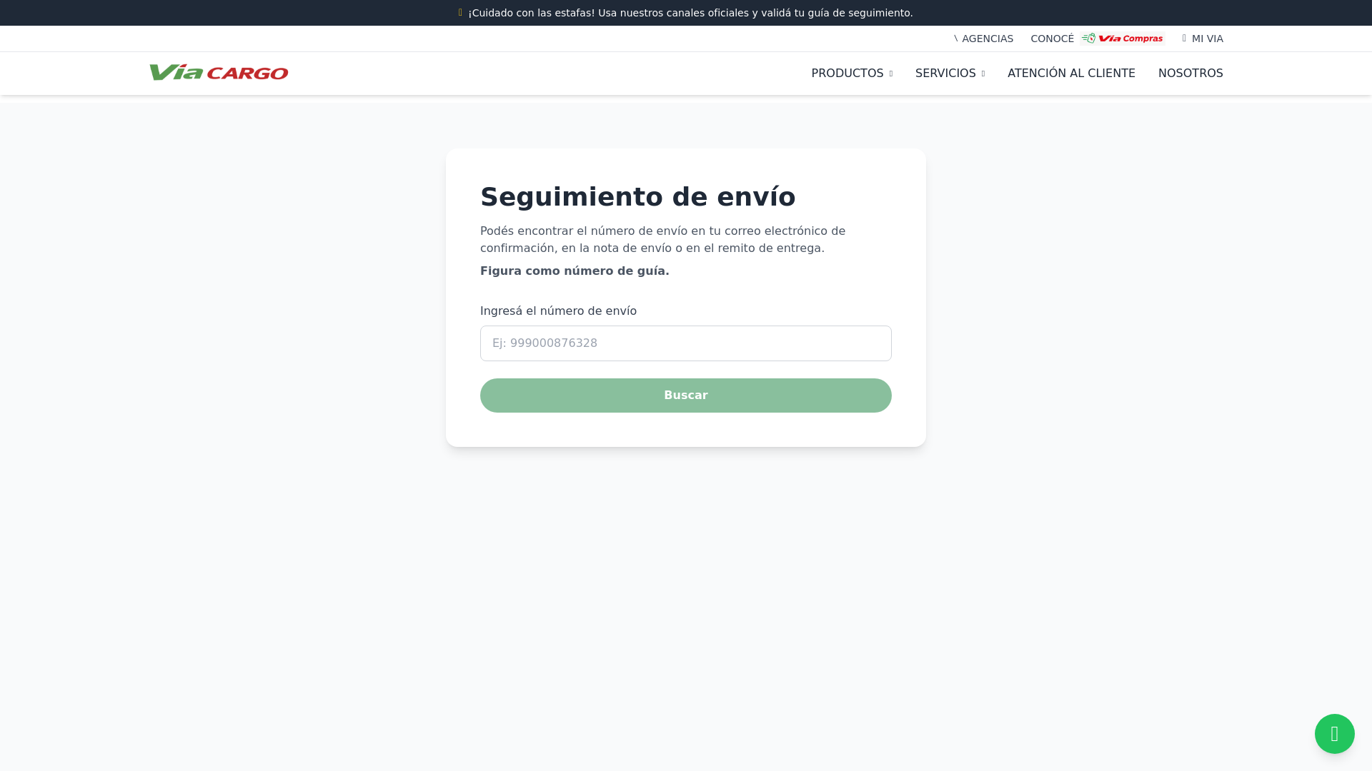 website screenshot of https://seguimiento-viacargo.com
