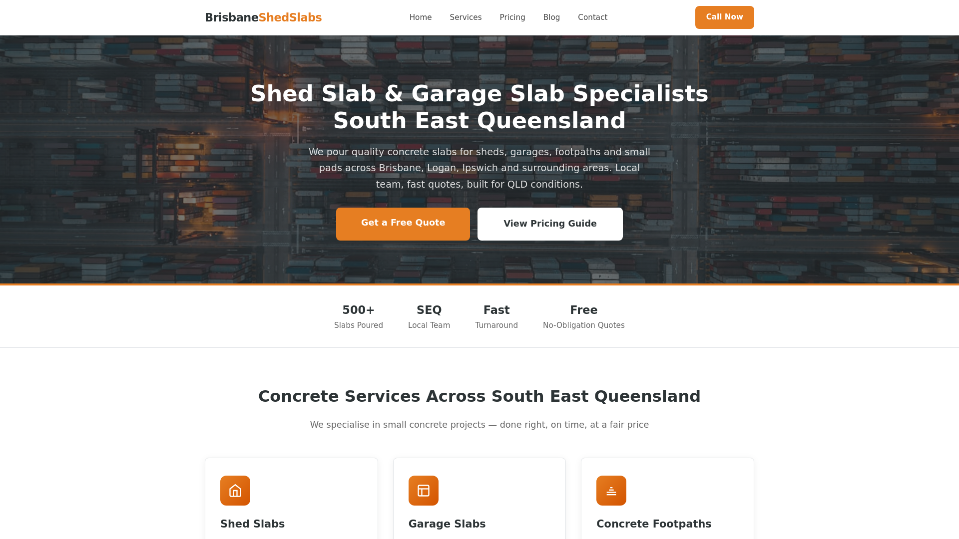 website screenshot of https://brisbaneshedslabs.com.au