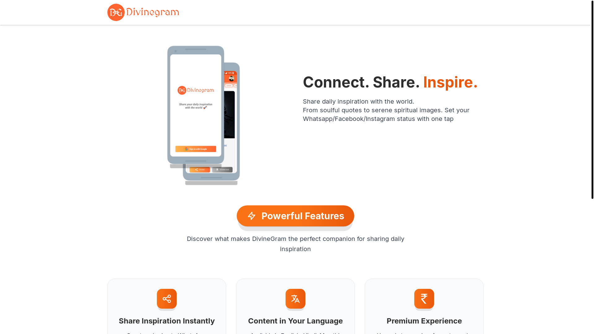 website screenshot of https://divinegram-website.pages.dev/