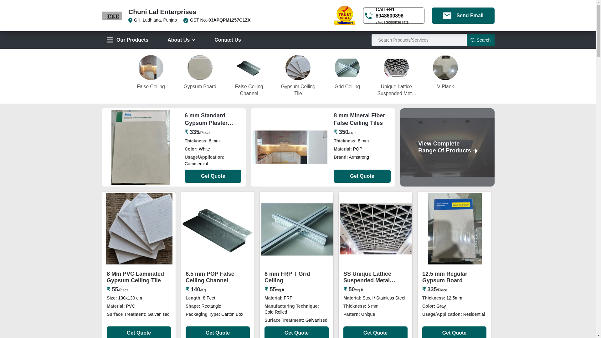 website screenshot of https://chunilalenterprises.com/