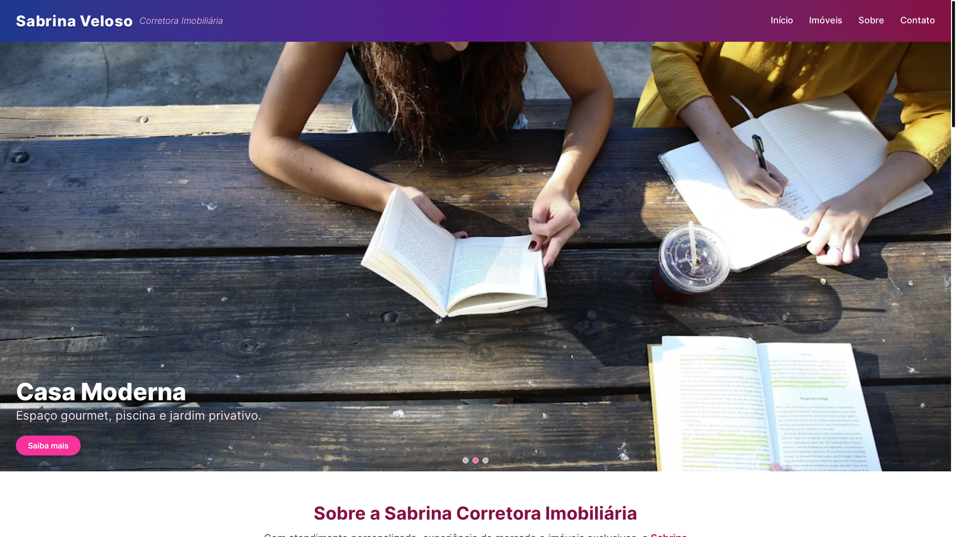 website screenshot of https://sabrinavelosocorretora.com.br/