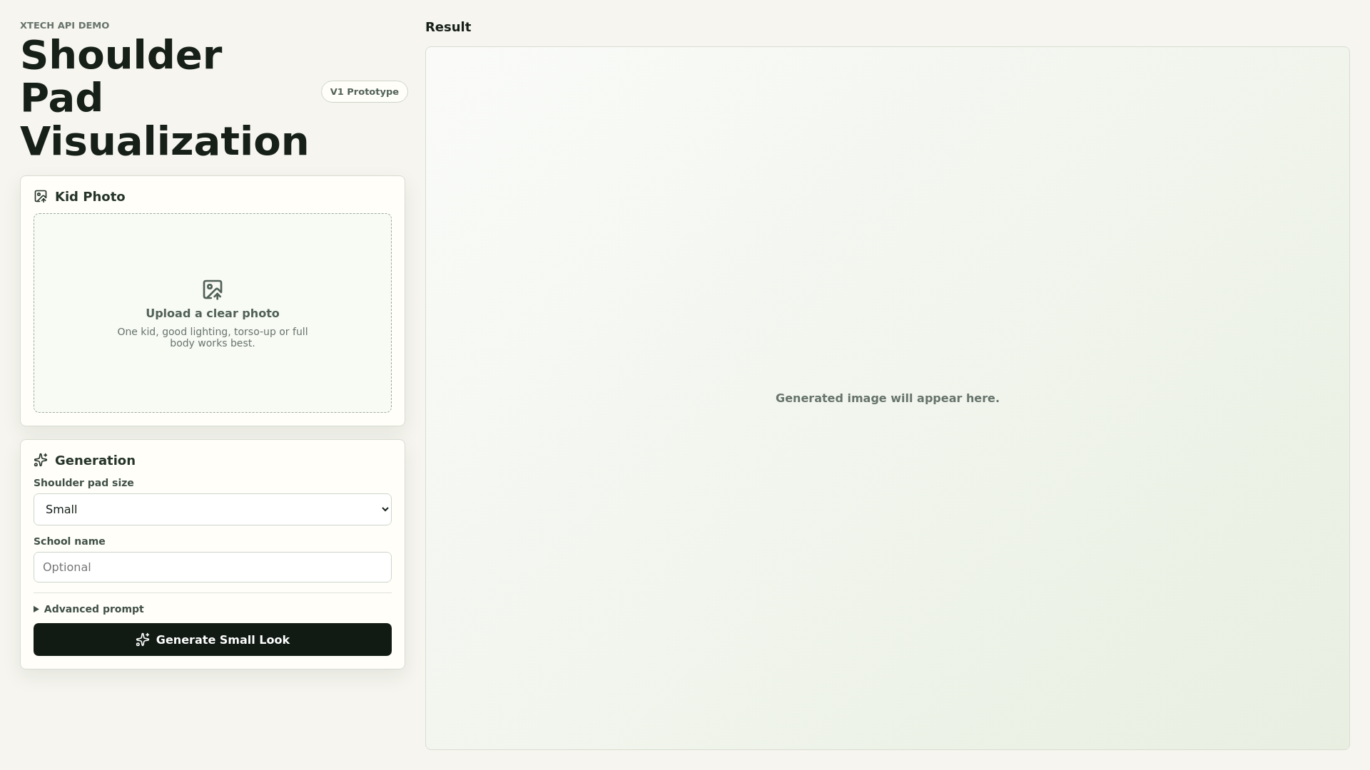 website screenshot of https://xtech-shoulder-pad-demo.pages.dev/