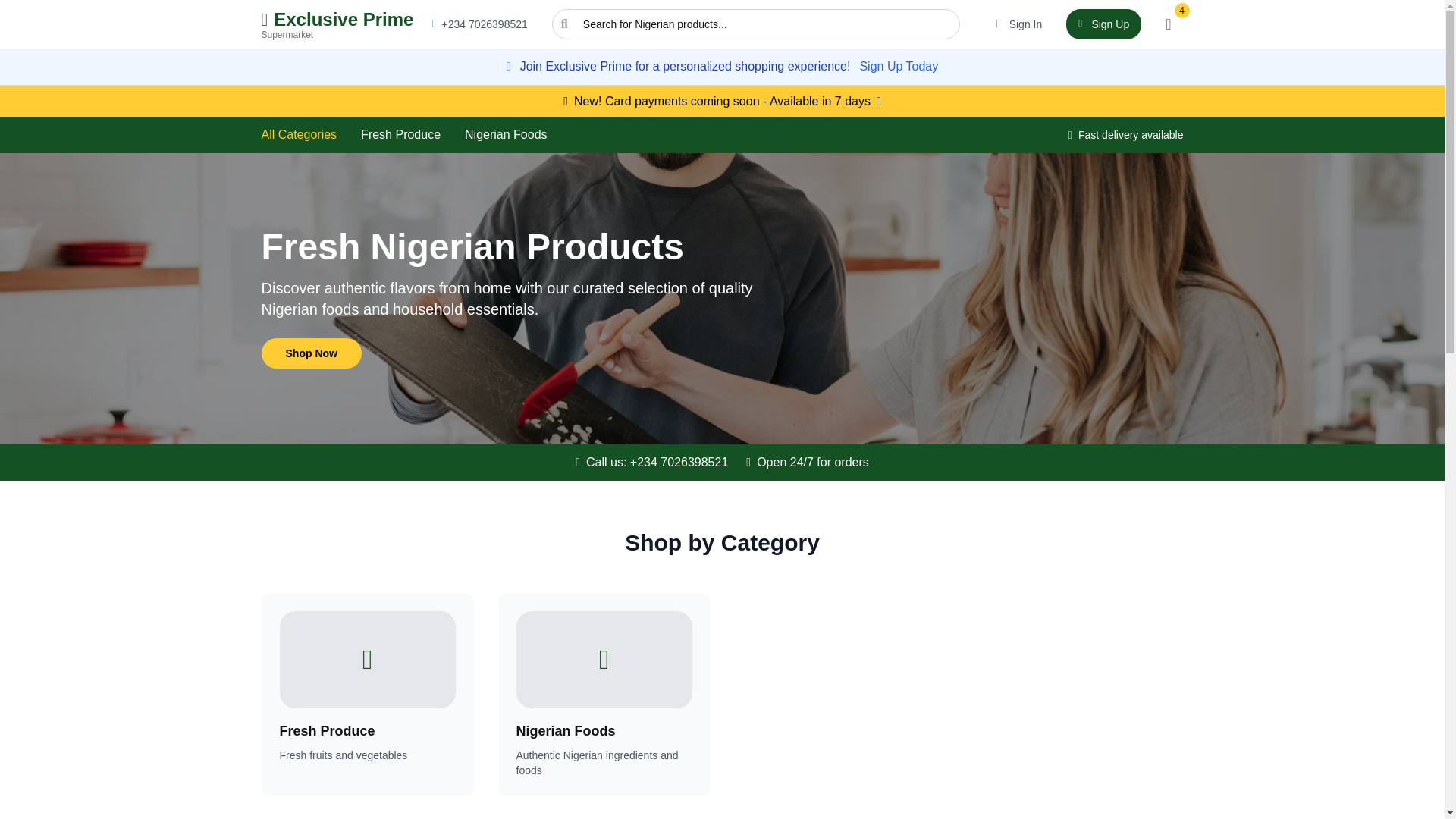 website screenshot of https://exclusiveprimesupermarket.com/