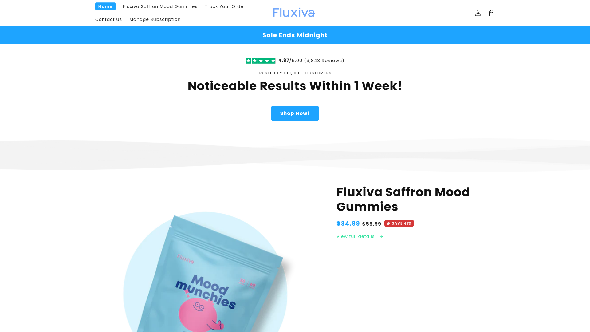 website screenshot of https://shopfluxiva.com/