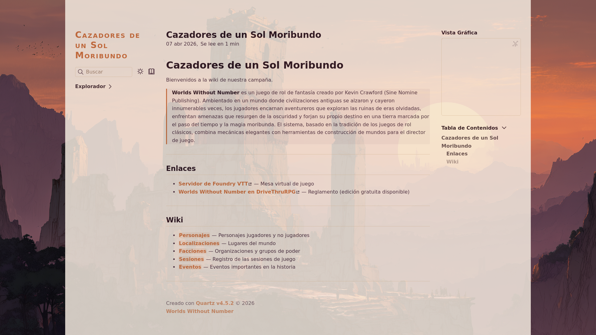 website screenshot of https://cazadores-sol-moribundo.pages.dev/