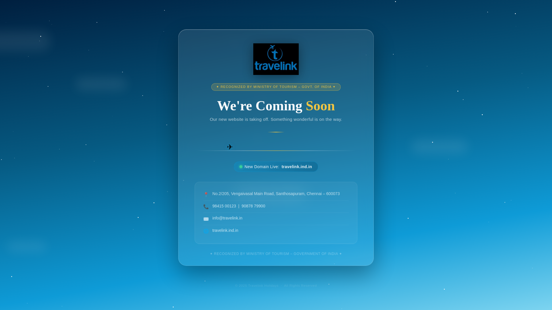 website screenshot of https://travelink.ind.in/