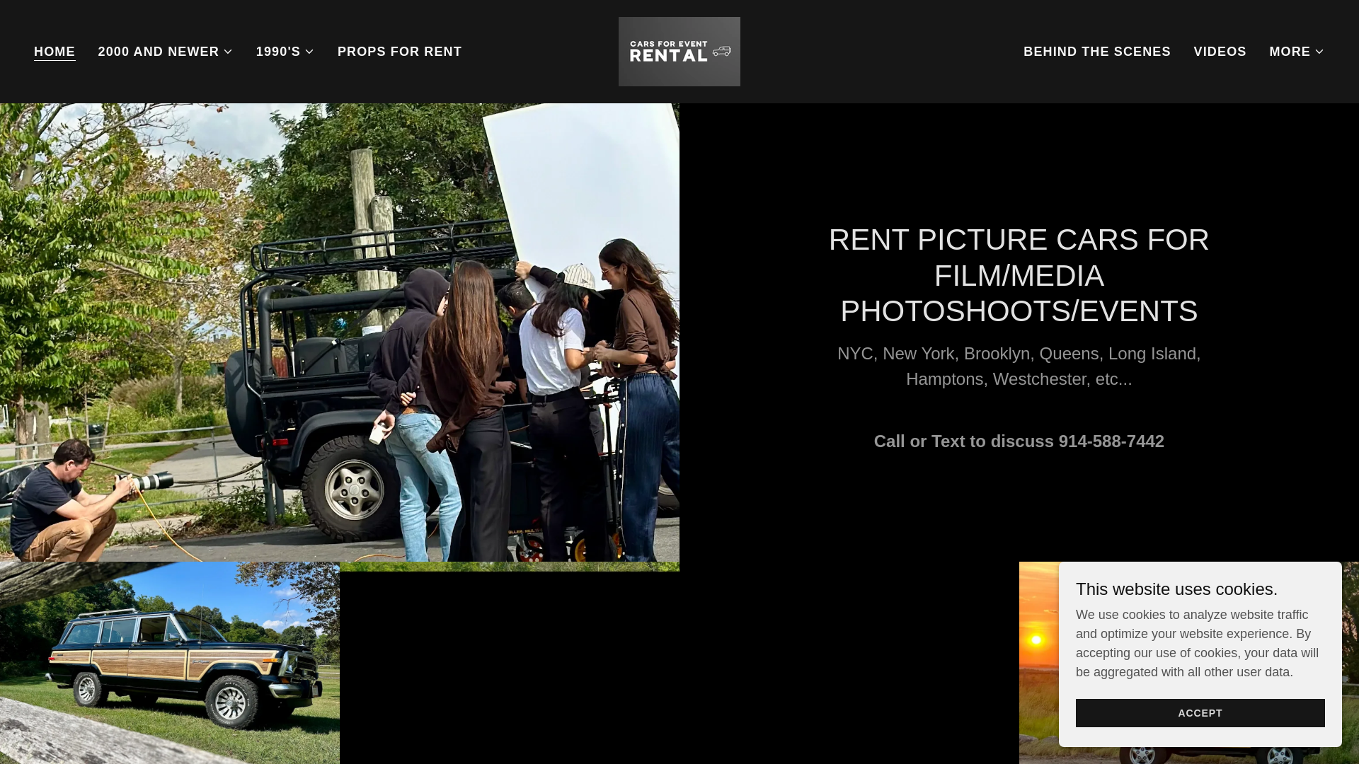 website screenshot of https://carsforeventrentals.com/