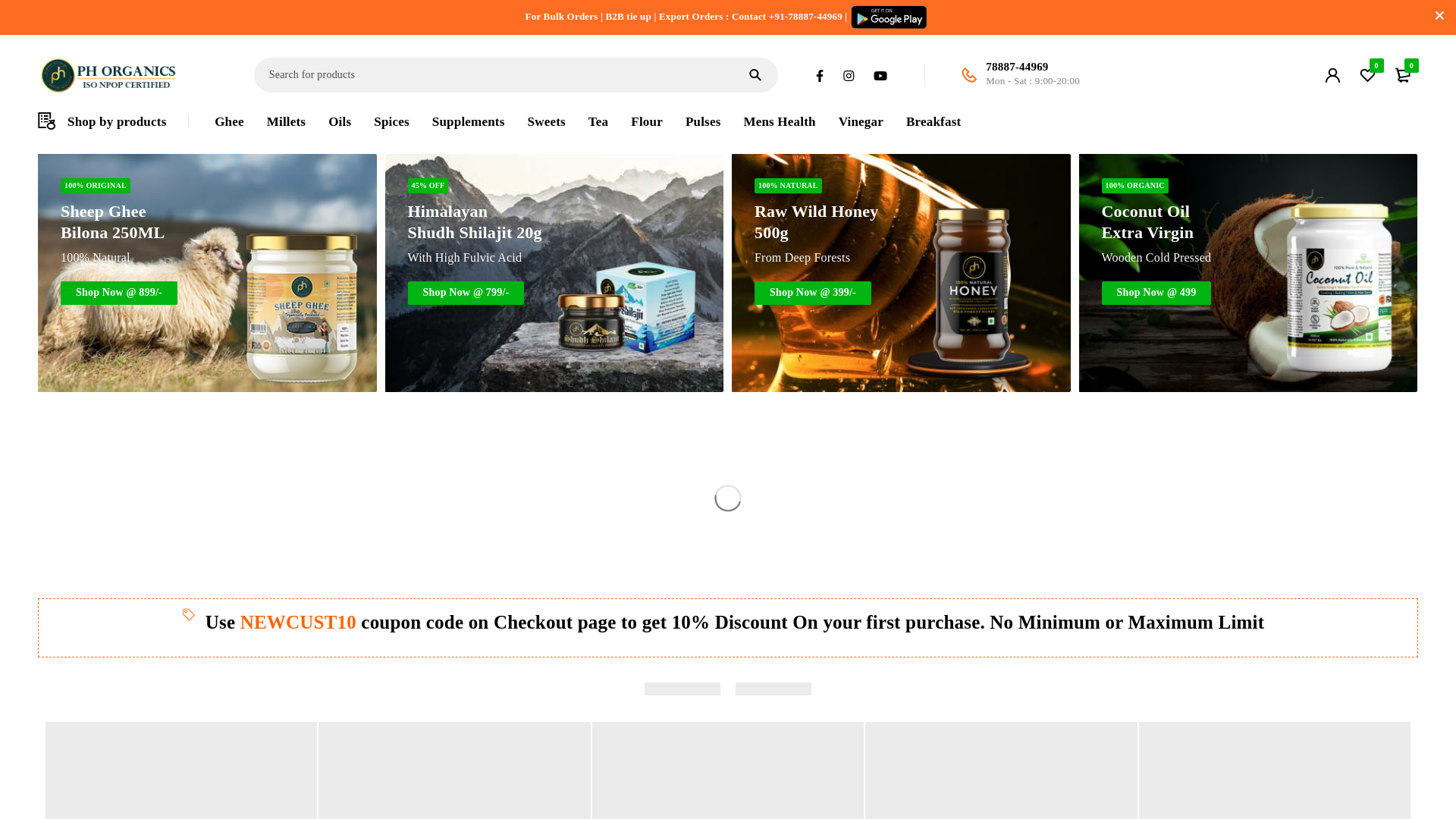 website screenshot of https://phorganicfoods.com
