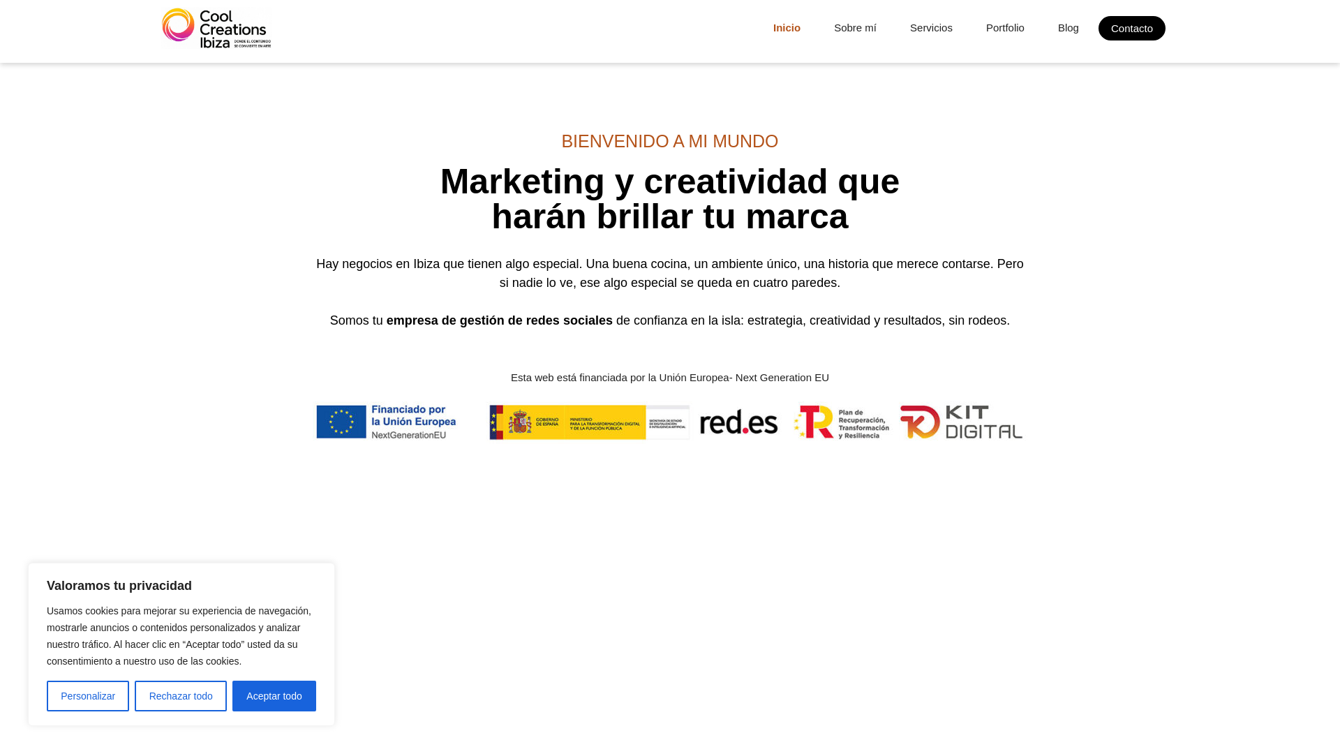 website screenshot of https://coolcreationsibiza.com/