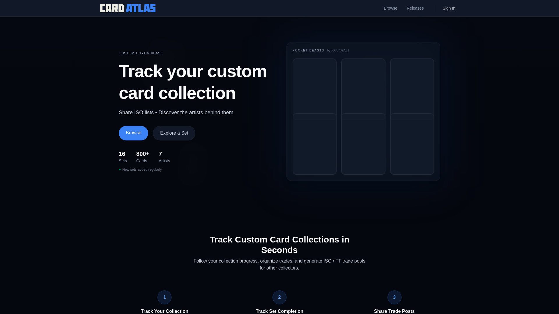 website screenshot of https://cardatlas.io/