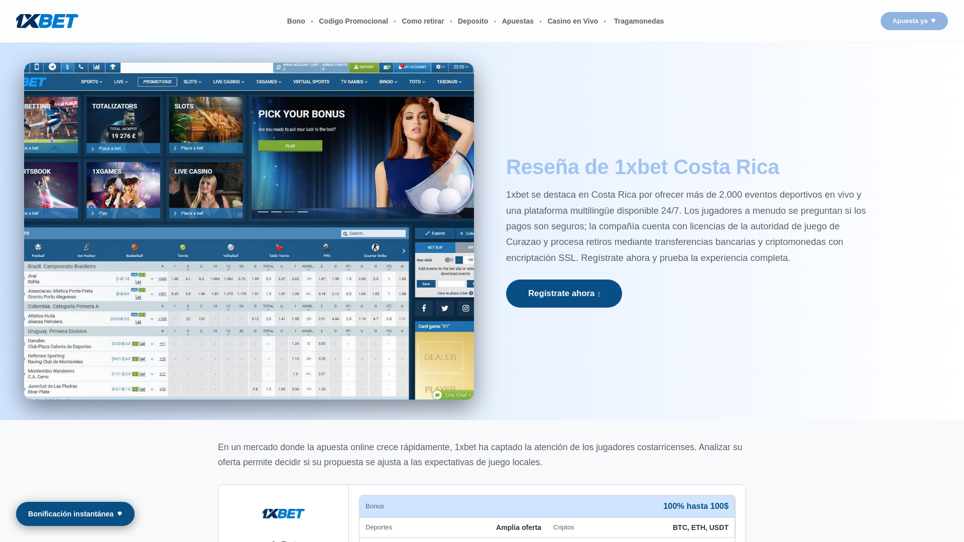 website screenshot of https://1xbet-costarica.net/