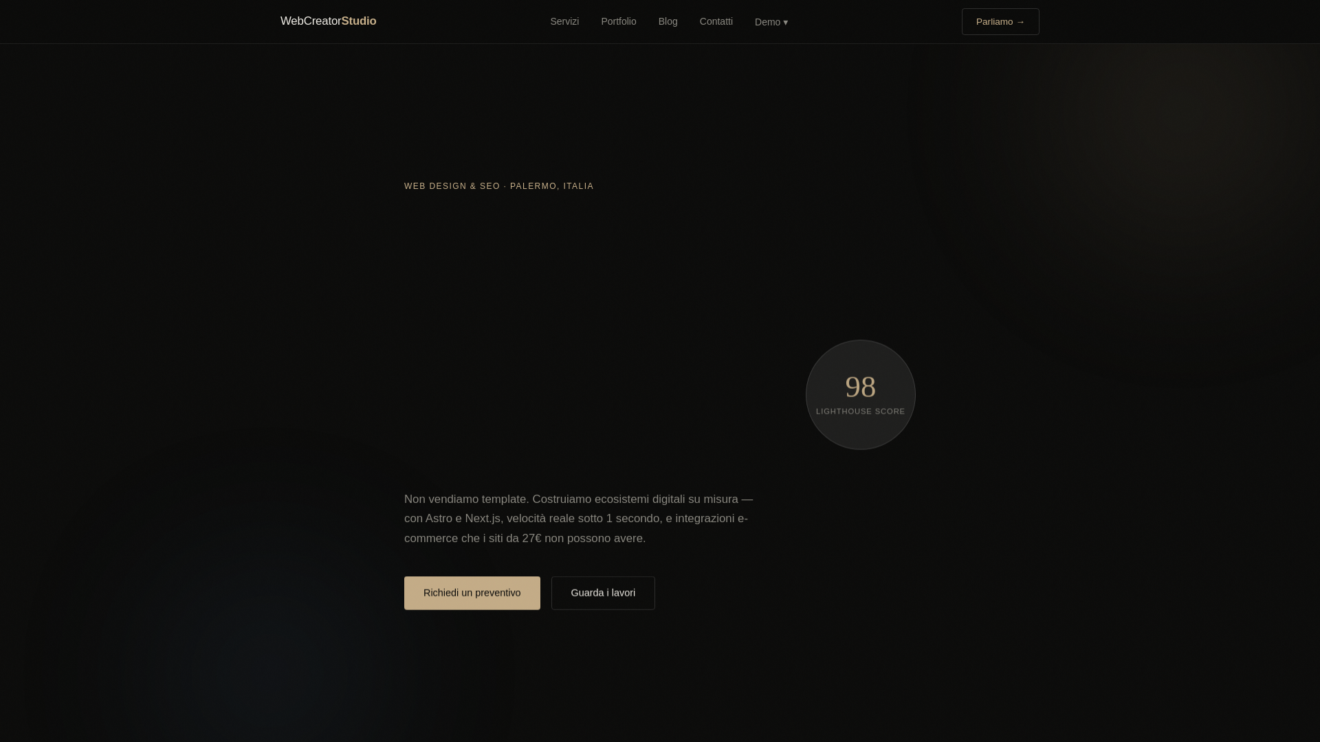 website screenshot of https://webcreator-studio.it
