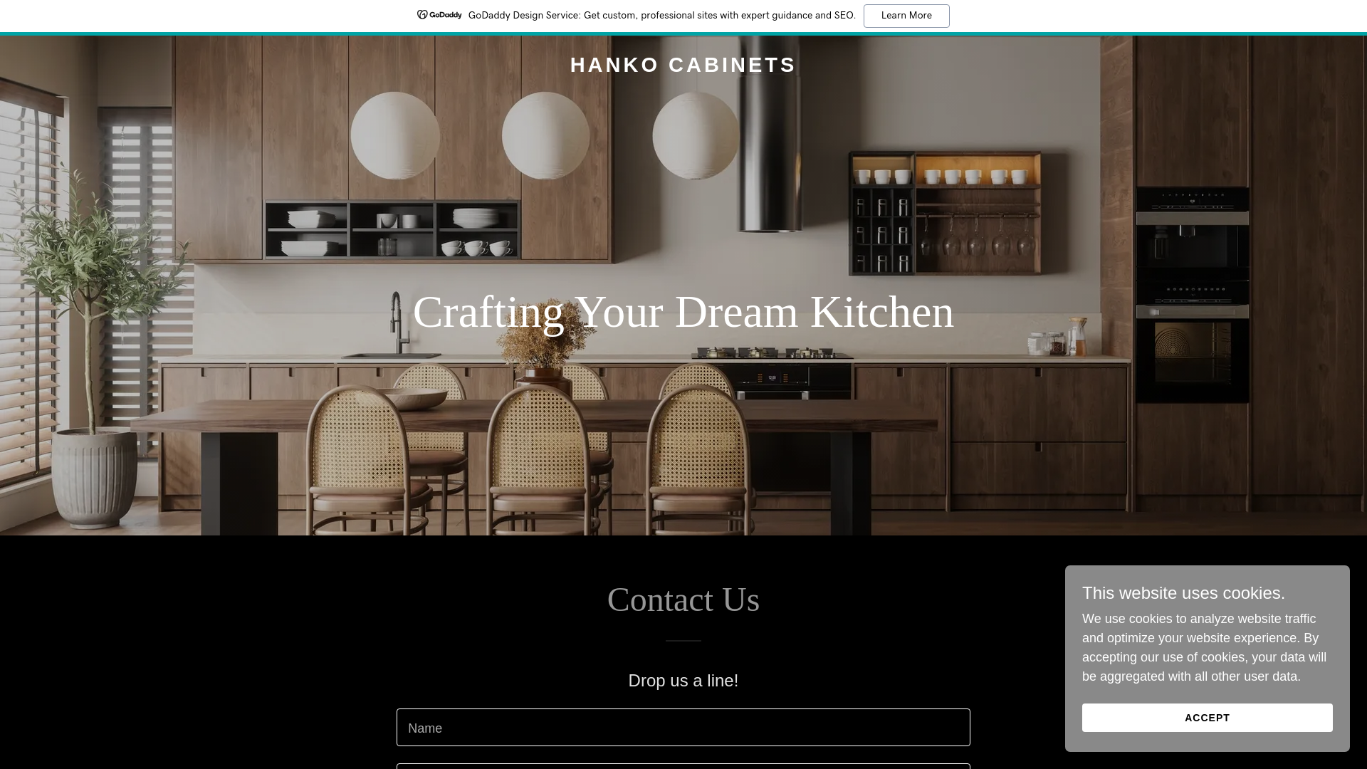 website screenshot of https://hankocabinets.com