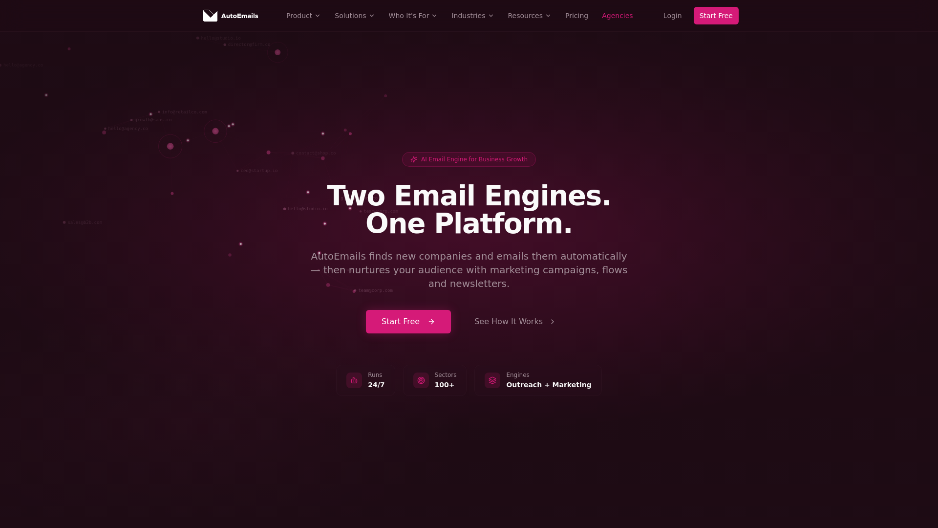 website screenshot of https://autoemails.com/