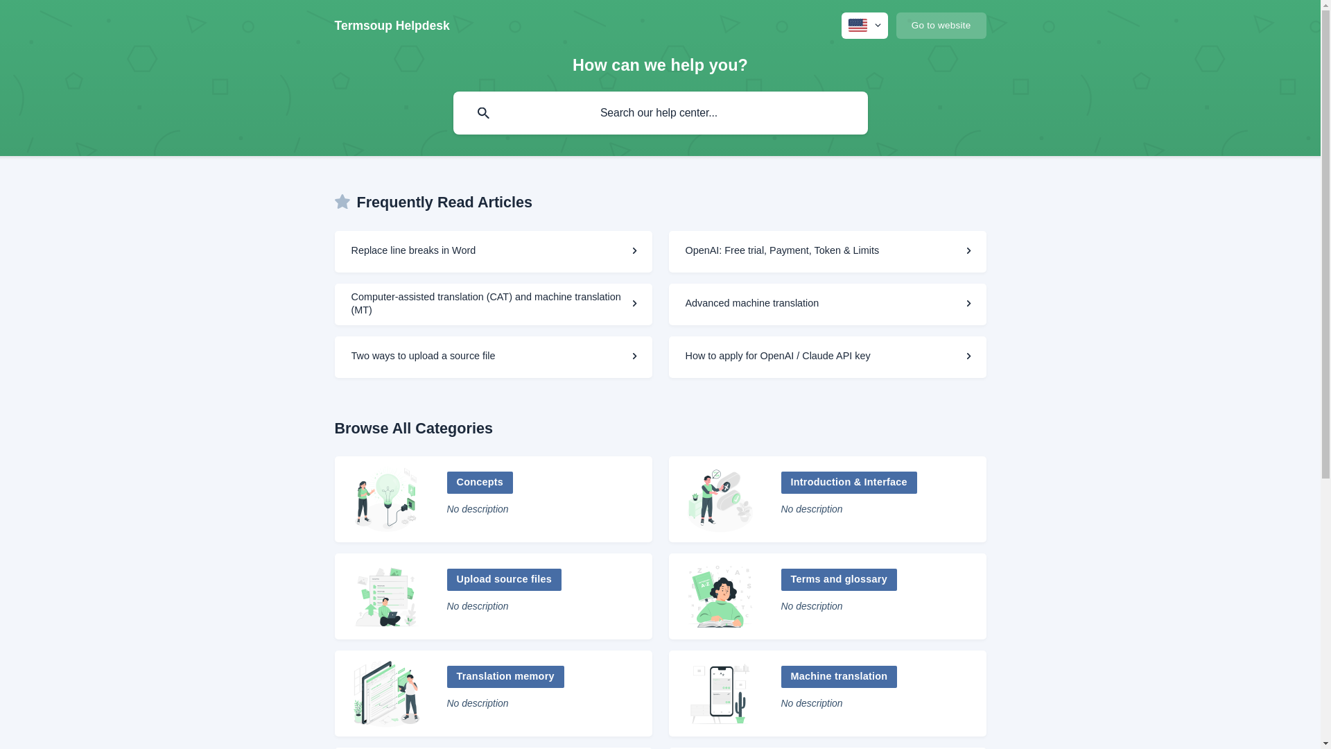 website screenshot of https://termsoup.crisp.help/