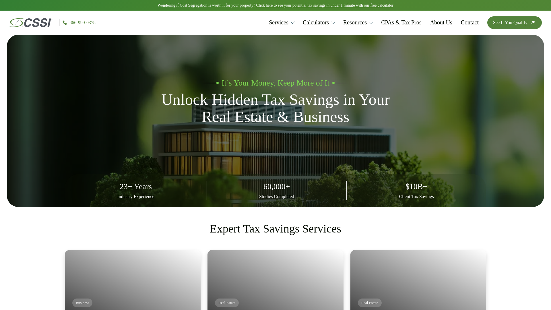 website screenshot of https://costsegregationconsult.com/