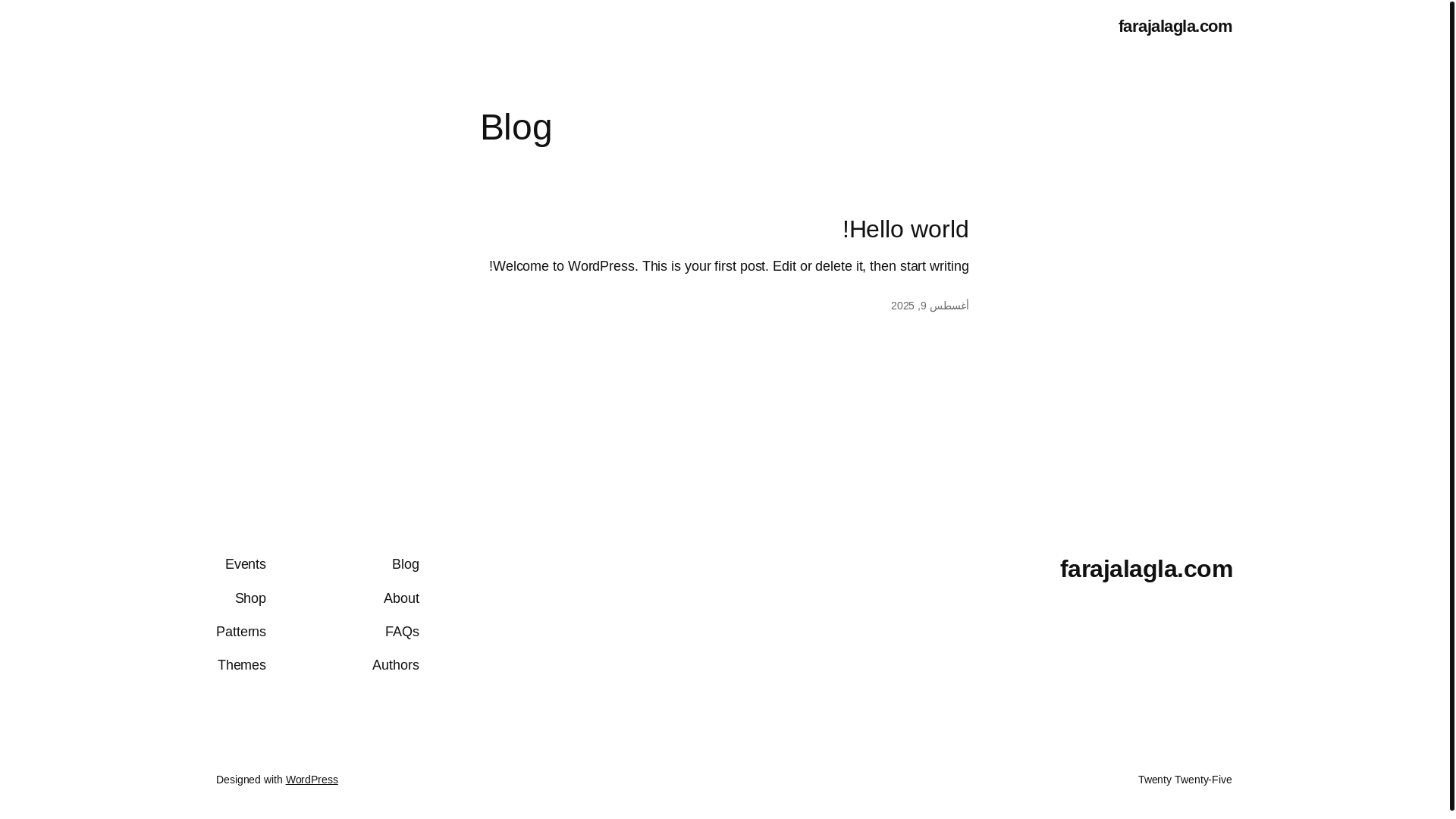website screenshot of https://farajalagla.com/