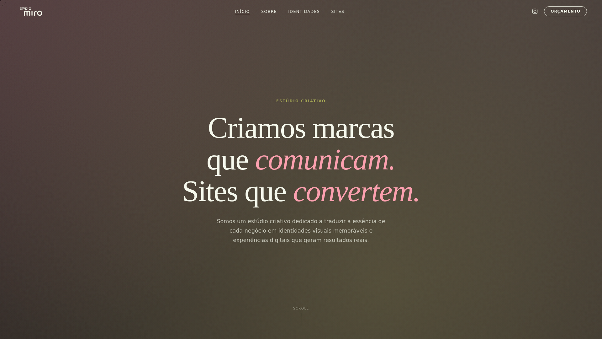 website screenshot of https://studiomiro.com.br