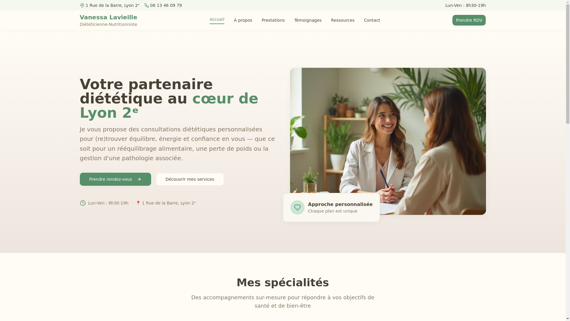 website screenshot of https://vanessalavieilledieteticienne.pro/