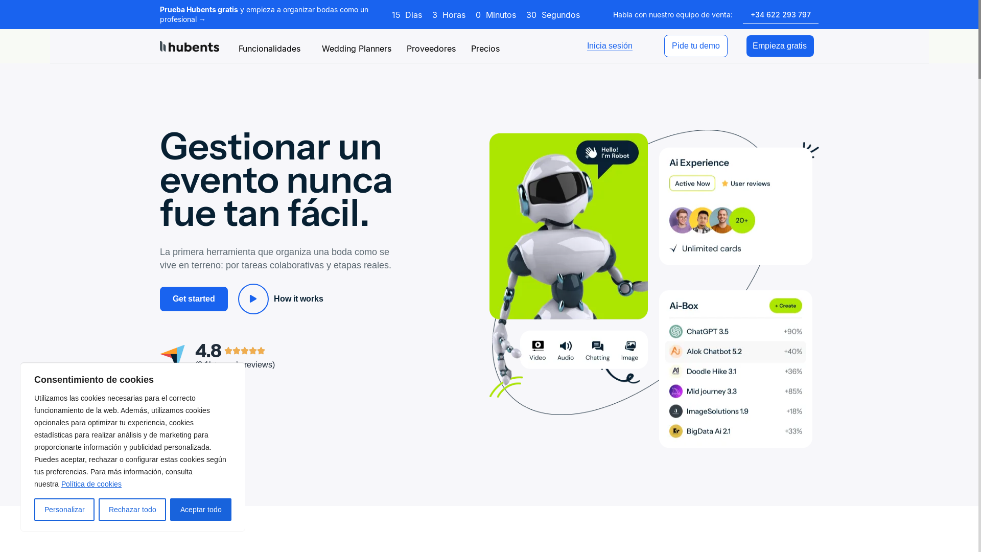 website screenshot of https://hubents.es/