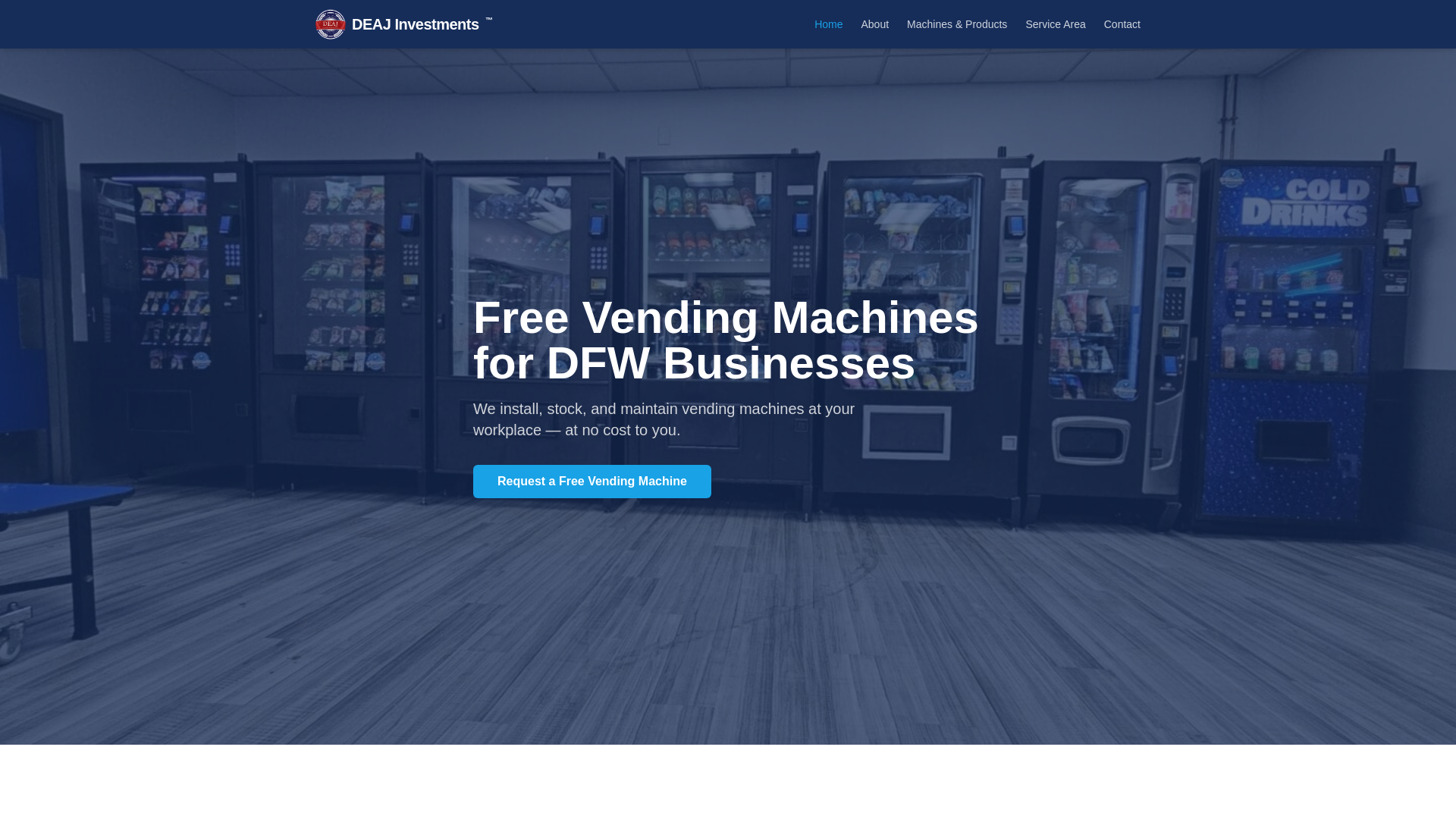 website screenshot of https://deajvending.com/
