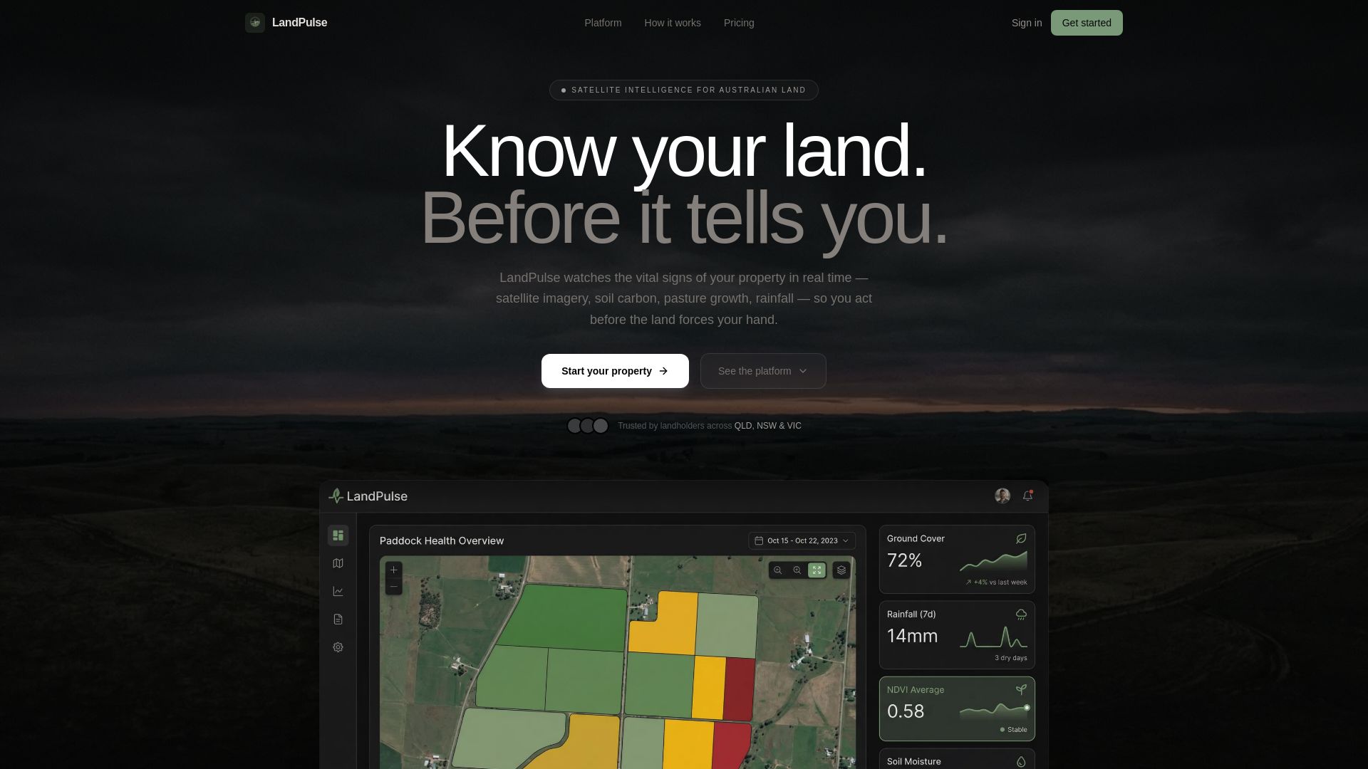 website screenshot of https://landpulse.com.au/