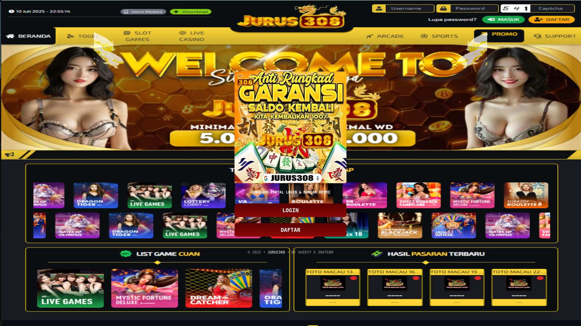 website screenshot of https://jurus308-slot-dana.pages.dev/