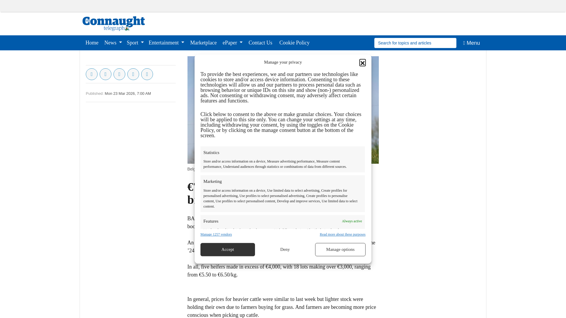 website screenshot of https://www.con-telegraph.ie/2026/03/23/e7800-top-price-at-mayo-special-breeding-heifer-sale/