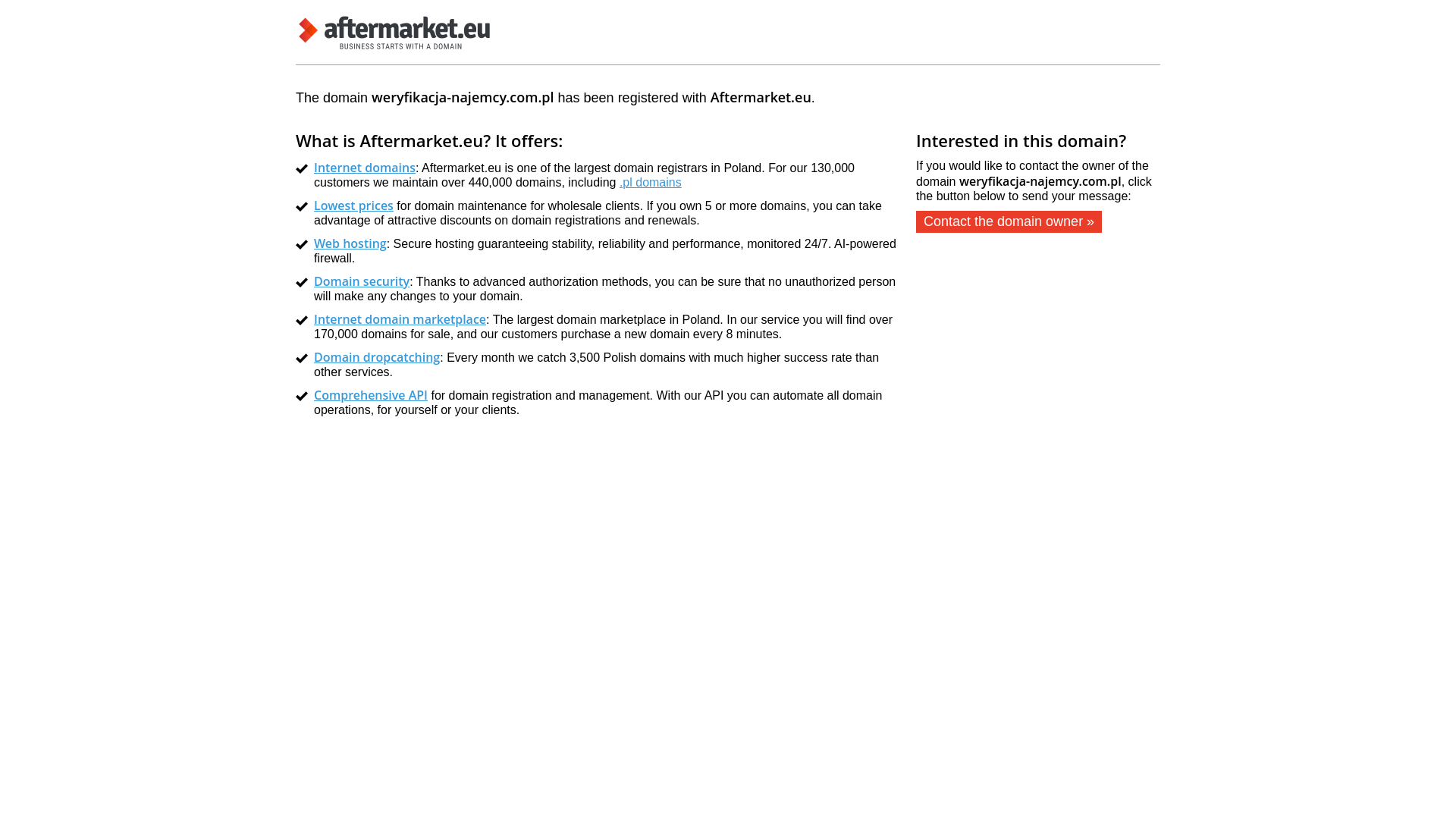 website screenshot of https://weryfikacja-najemcy.com.pl/